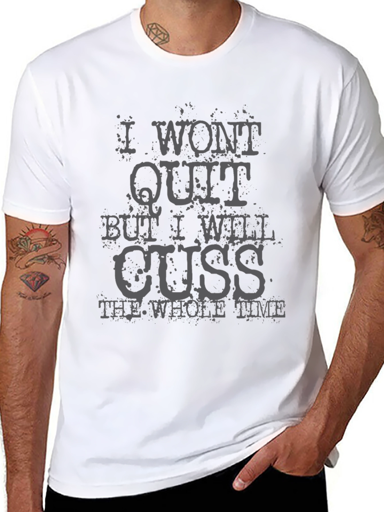 Black I Won't Quit Funny Graphic Tee view 8