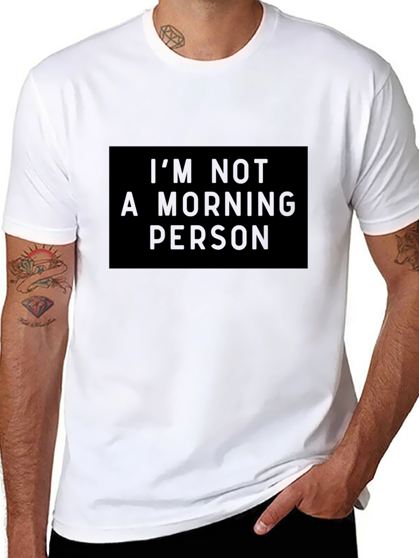 Black Men's "I'm Not a Morning Person" Black Graphic Tee view 8