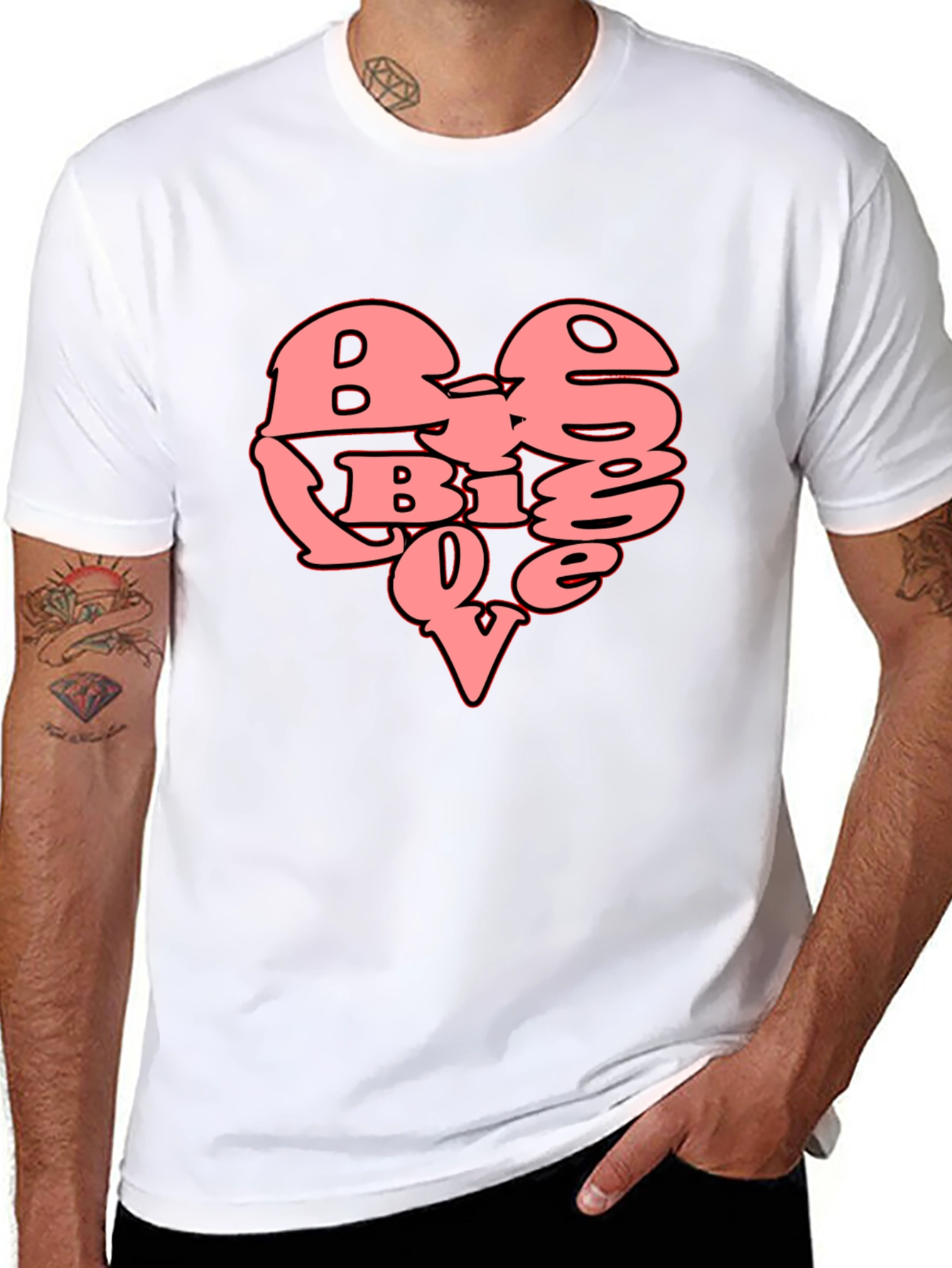 Black Big Love Heart Graphic T-Shirt - Black view 8