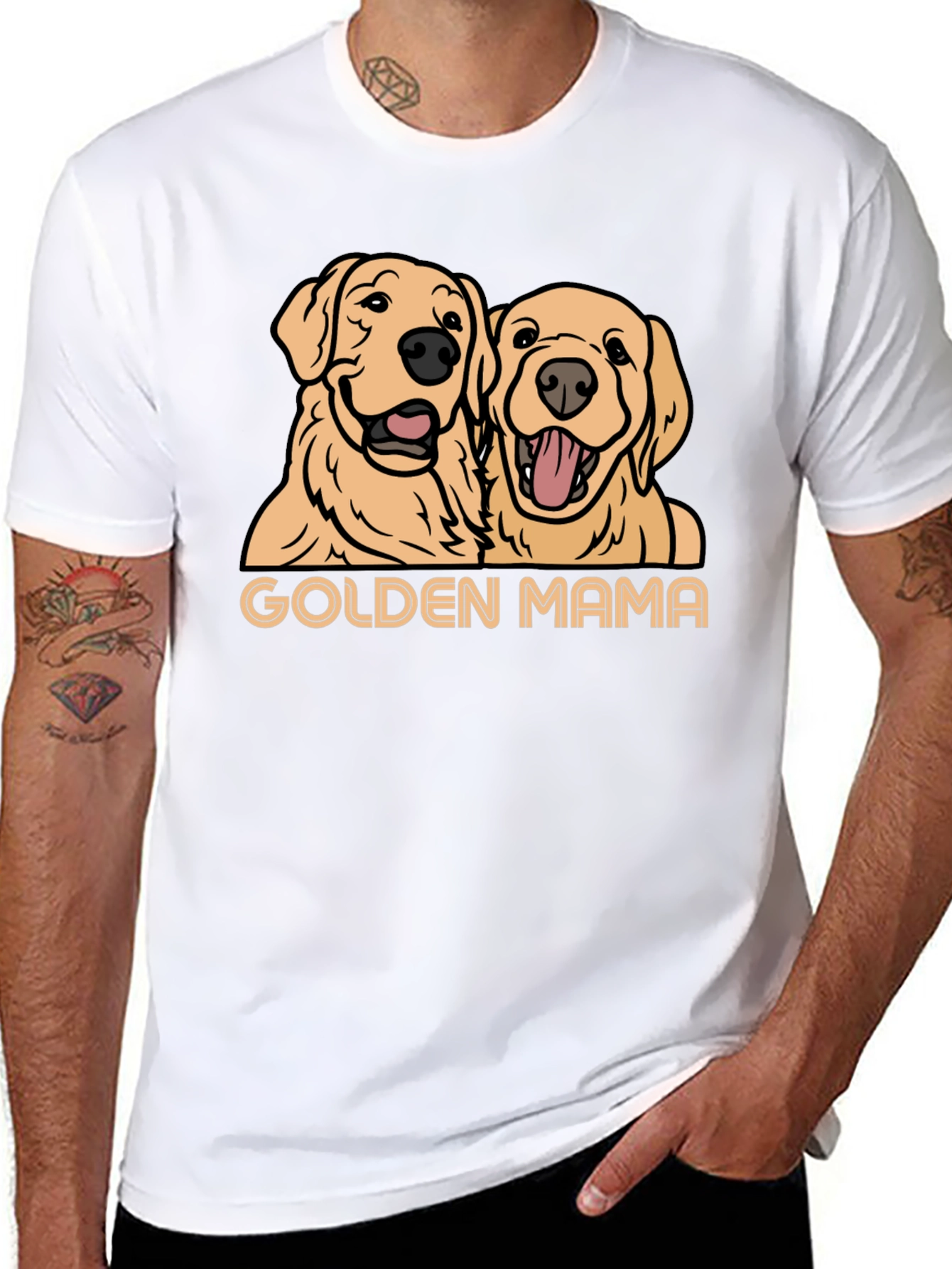 Black Golden Mama Dog T-Shirt - Black view 8