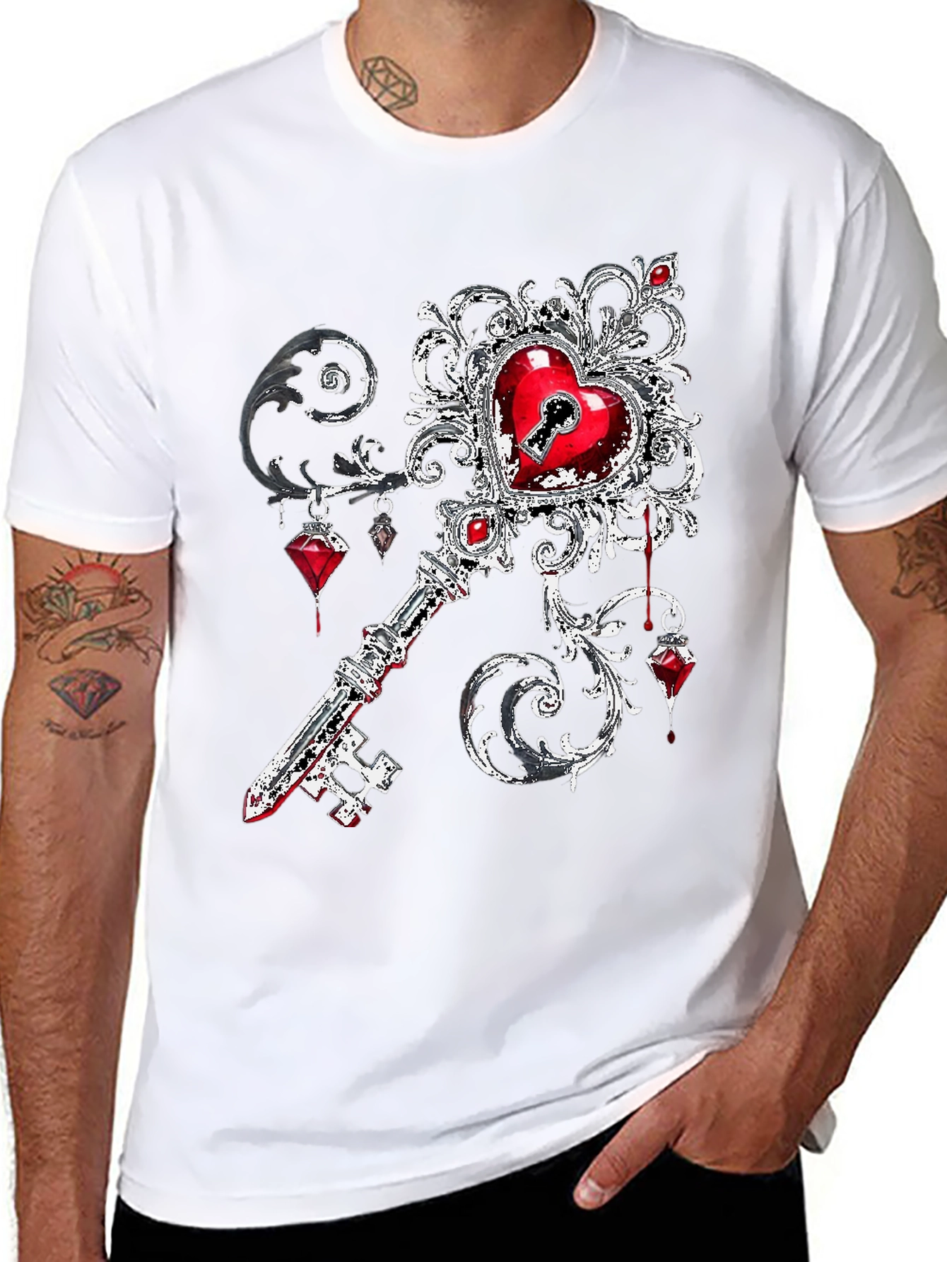 Black Heart Key Graphic Tee view 8