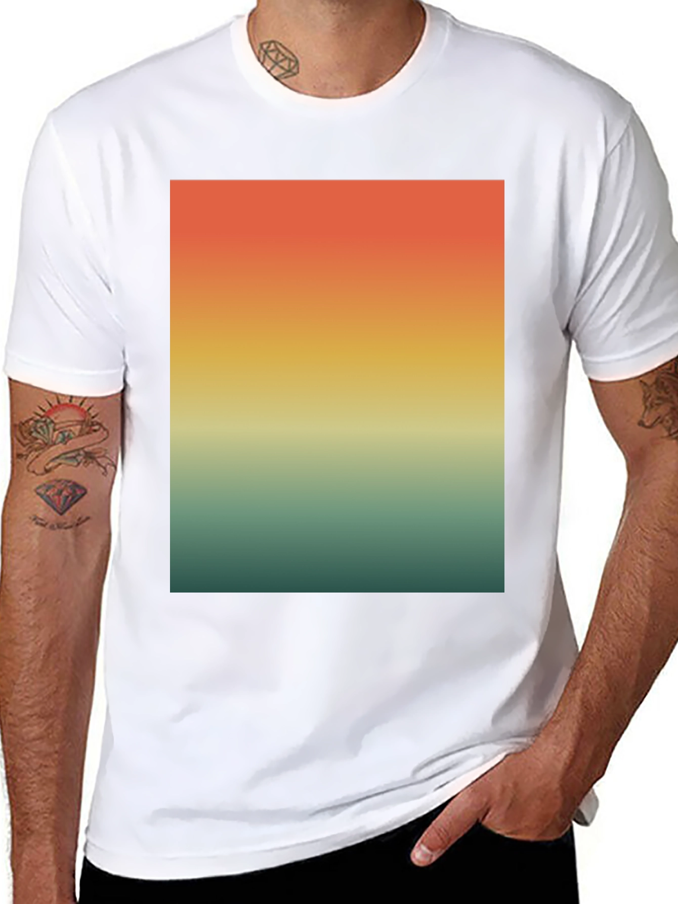 Black Retro Sunset Gradient T-Shirt - Casual Wear view 8