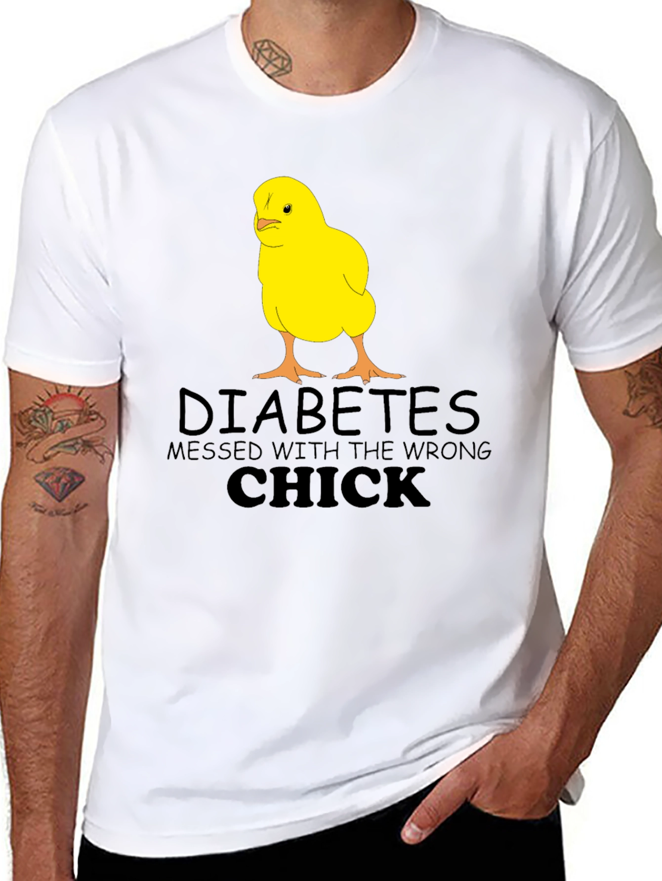 Black Diabetes Wrong Chick T-Shirt, Funny Graphic Tee view 8