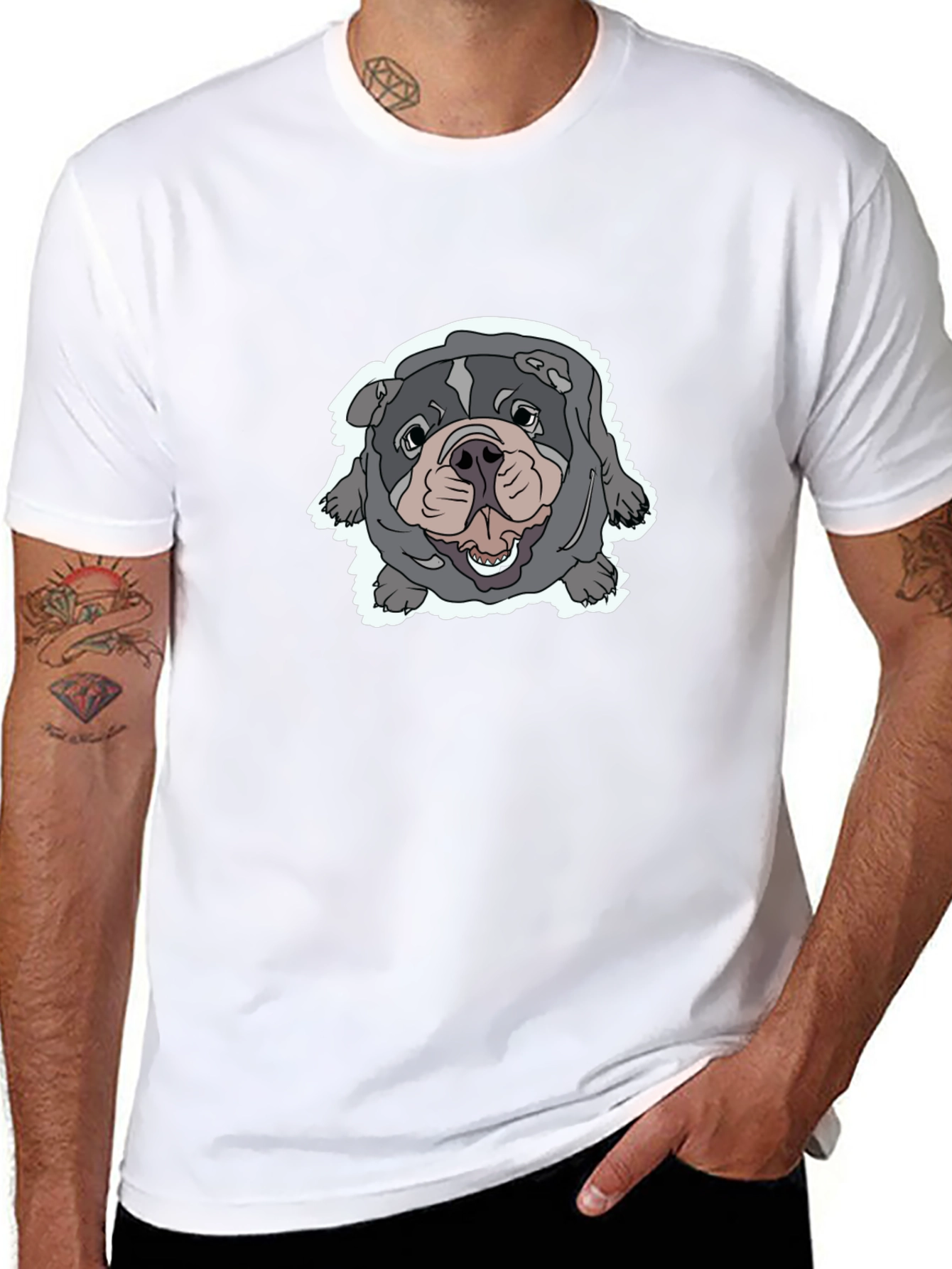 Black Bulldog Graphic Tee - Comfortable Black T-Shirt view 8