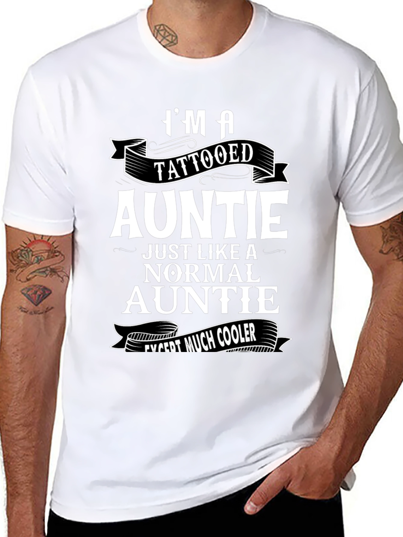 Black Tattooed Auntie T-Shirt - Cool Aunt Gift view 8