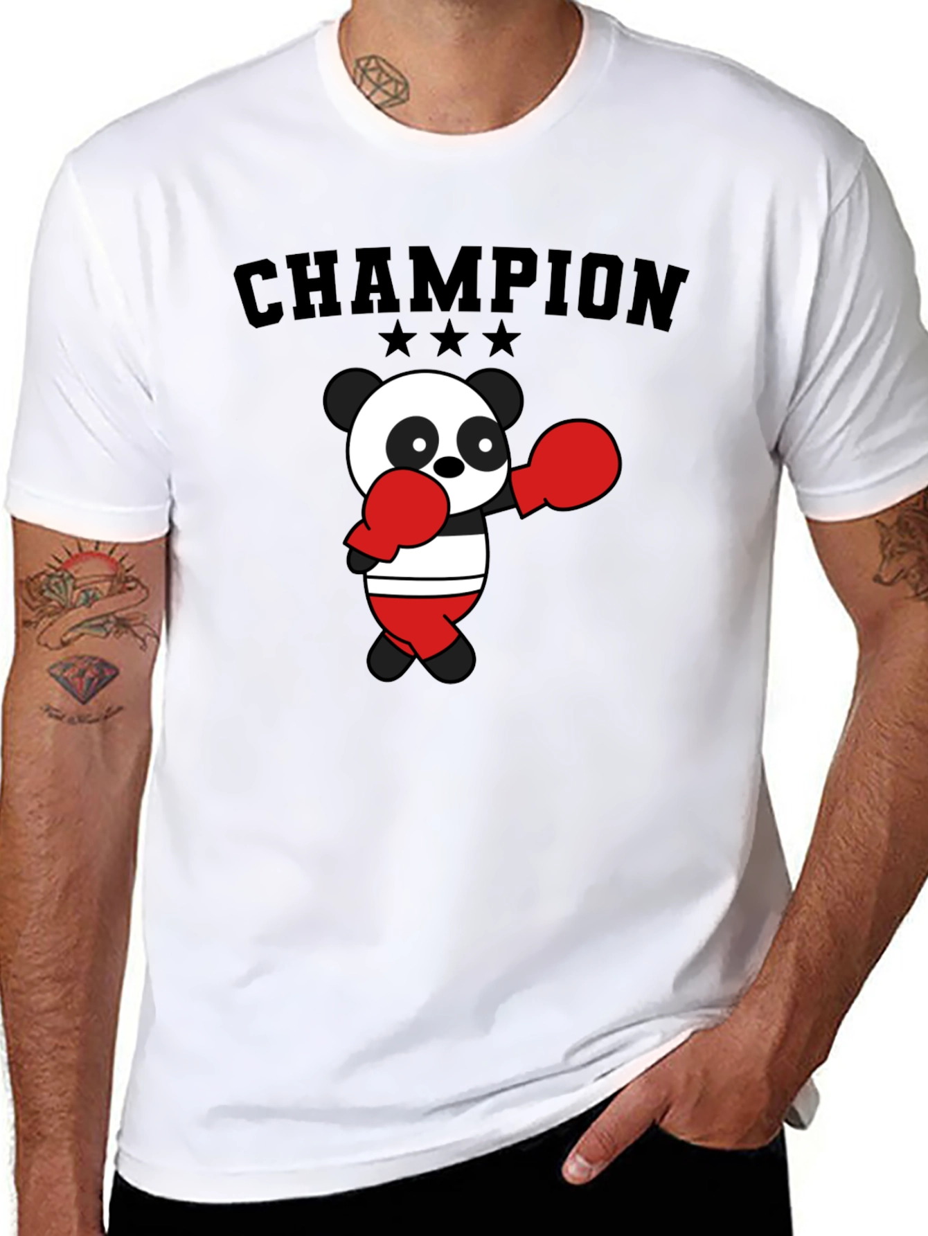 Black Champion Panda Boxing T-Shirt view 8