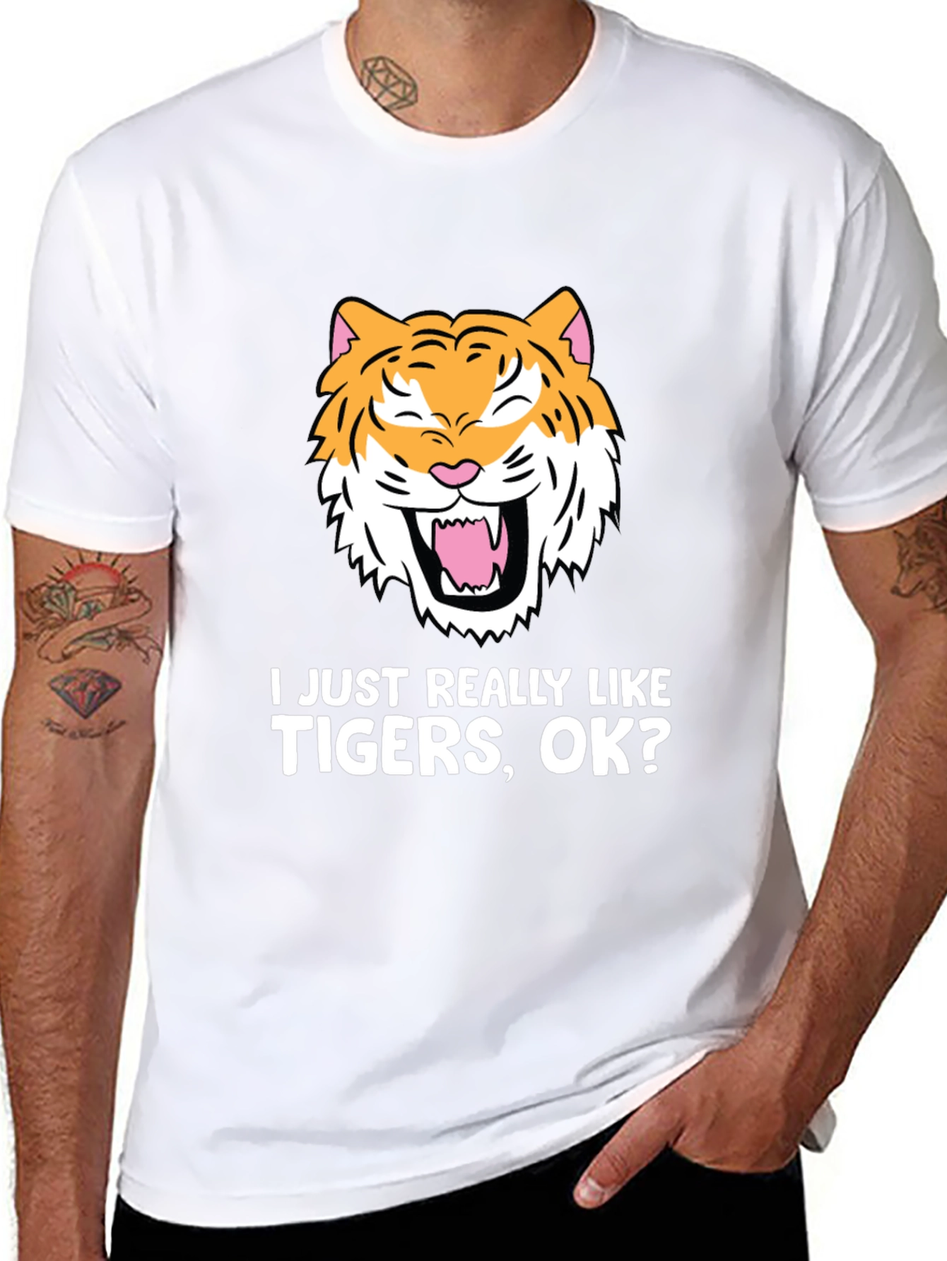 Black Funny Tiger Lover T-Shirt - I Just Really Like Tigers OK? view 8