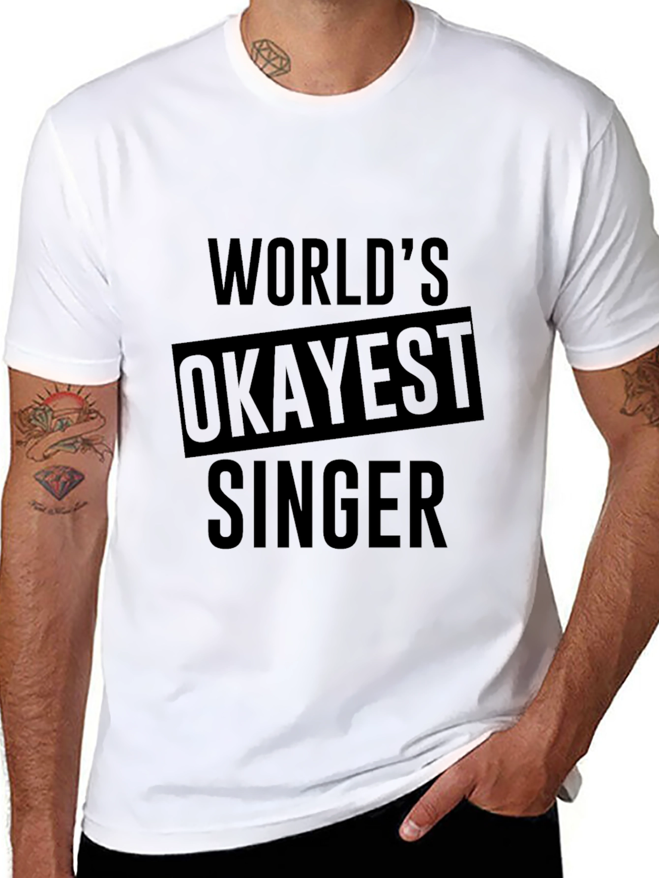 Black World's Okayest Singer - Men's Black Graphic Tee view 8
