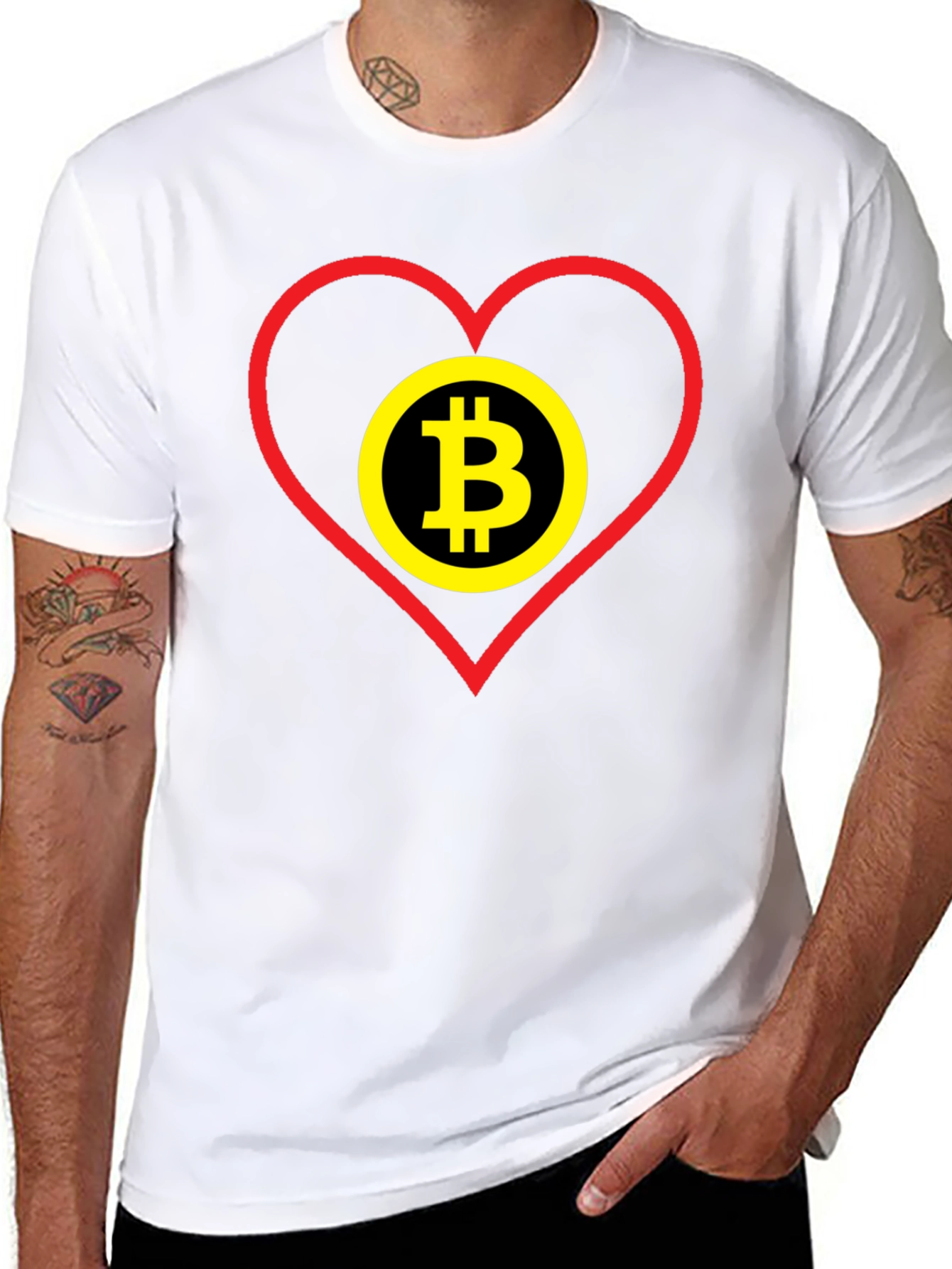 Black Bitcoin Heart Graphic Tee - Crypto Lover Gift view 8