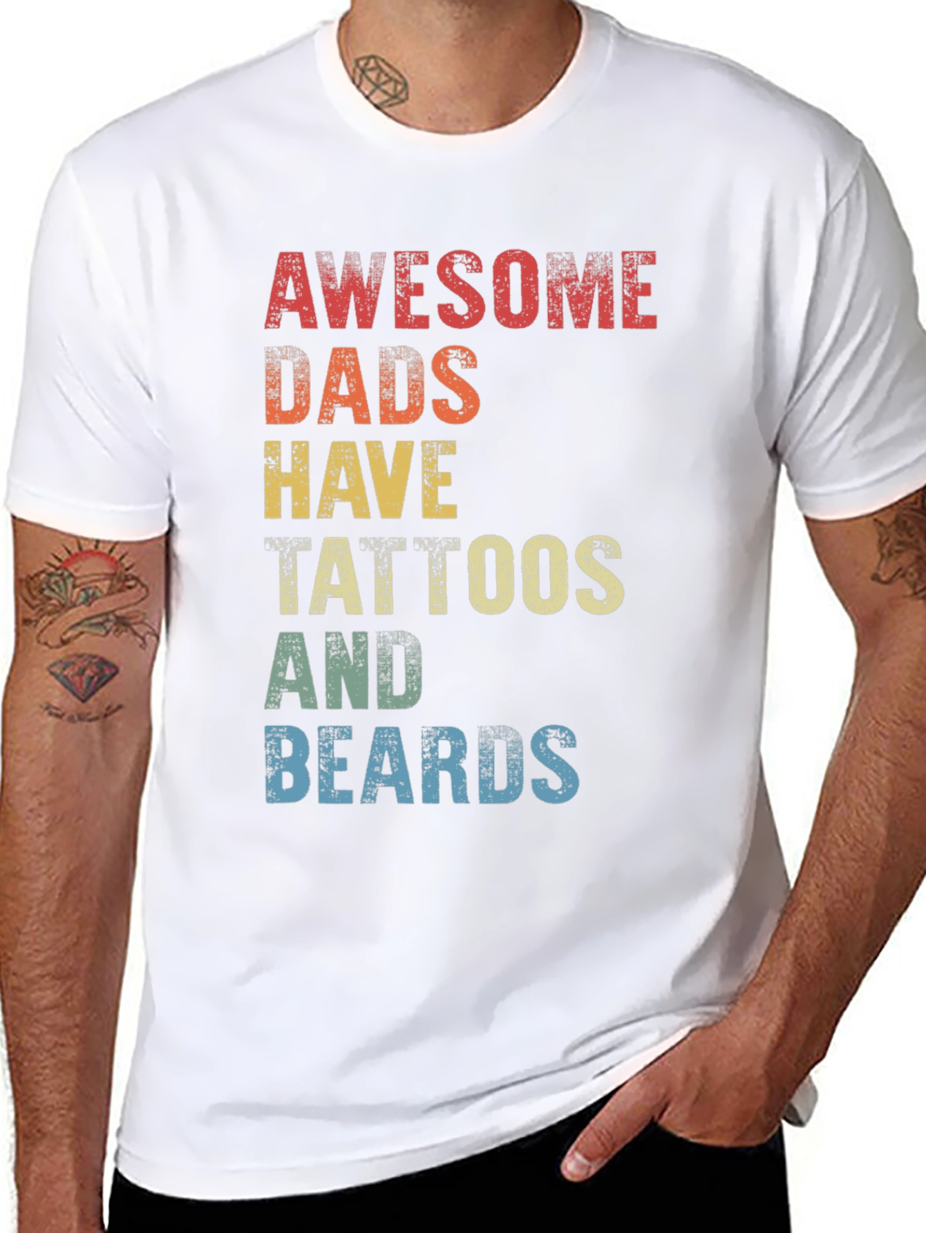 Black Awesome Dads Tattoos & Beards Graphic Tee view 8