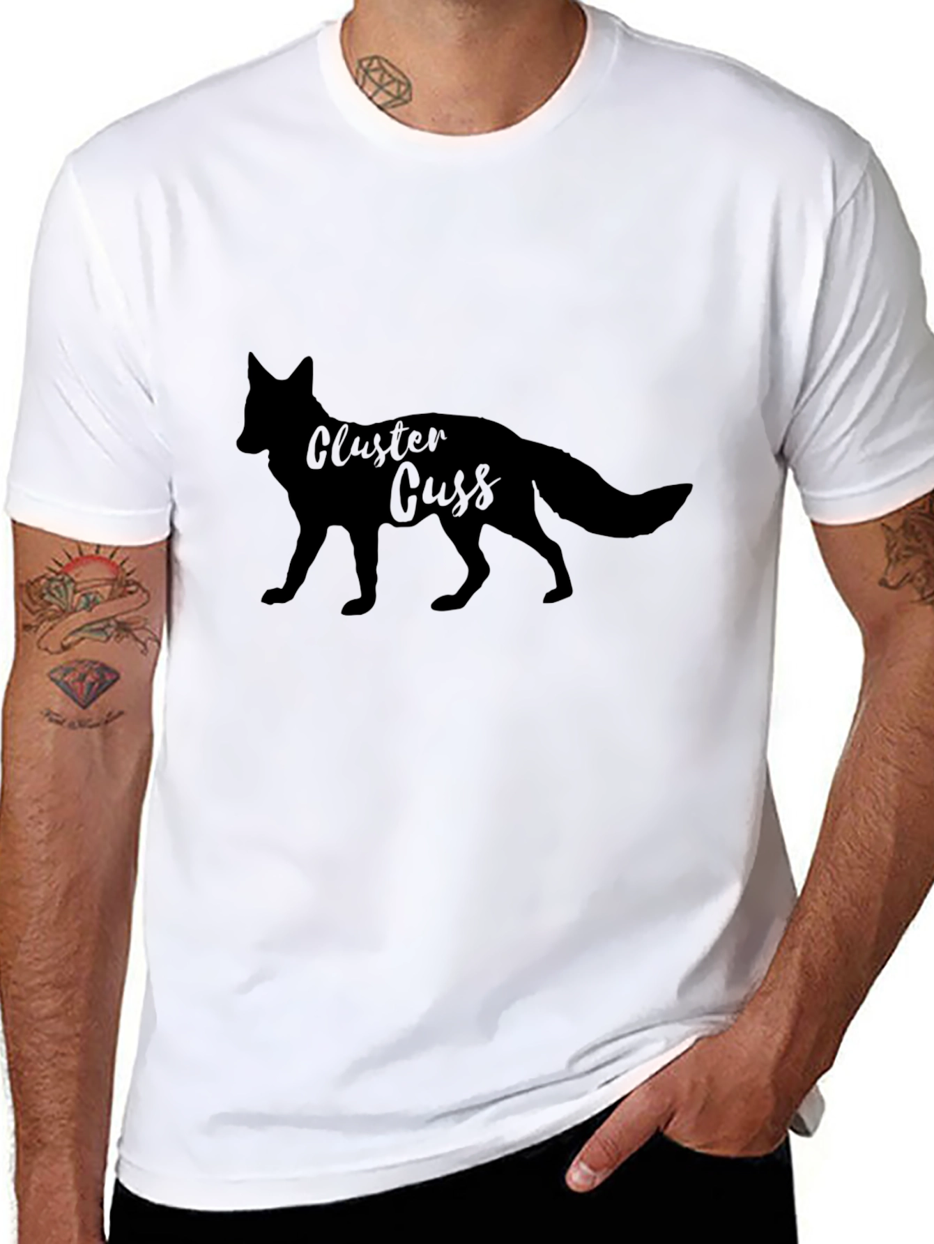 Black Cluster Cuss Fox Black T-Shirt view 8