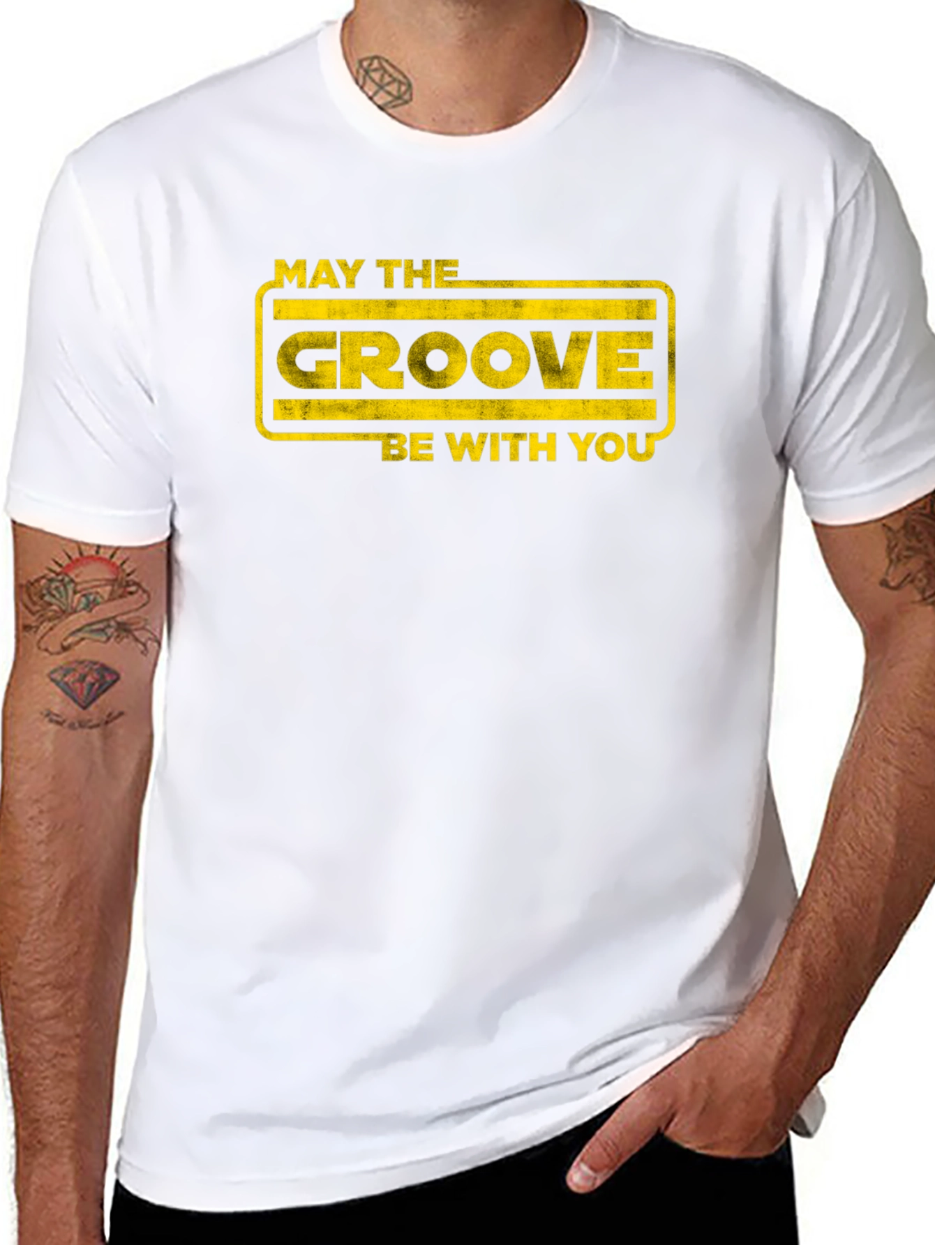 Black Groovy Graphic T-Shirt - May the Groove Be With You view 8
