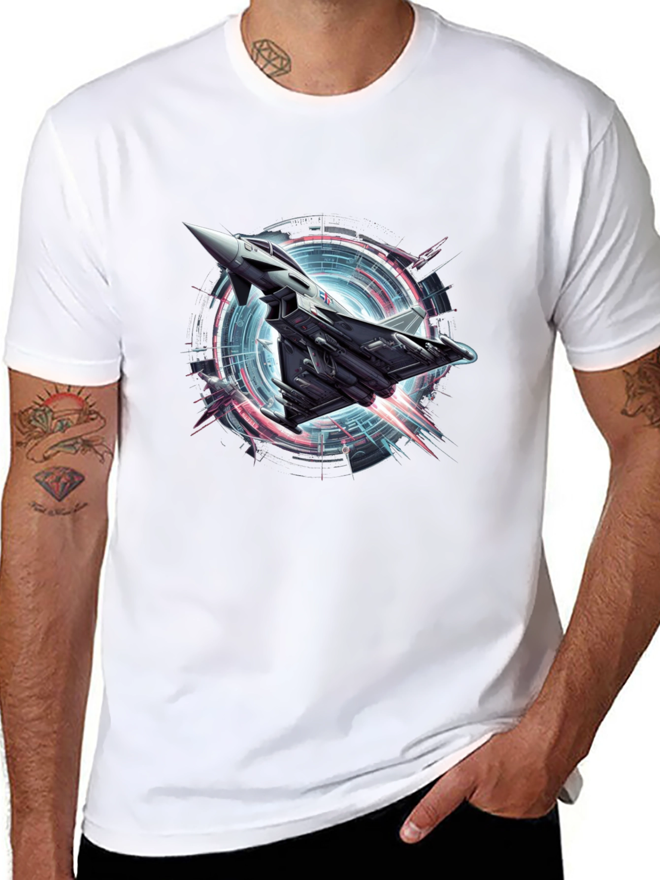 Black Jet Fighter Graphic Tee - Cool Airplane T-Shirt view 8