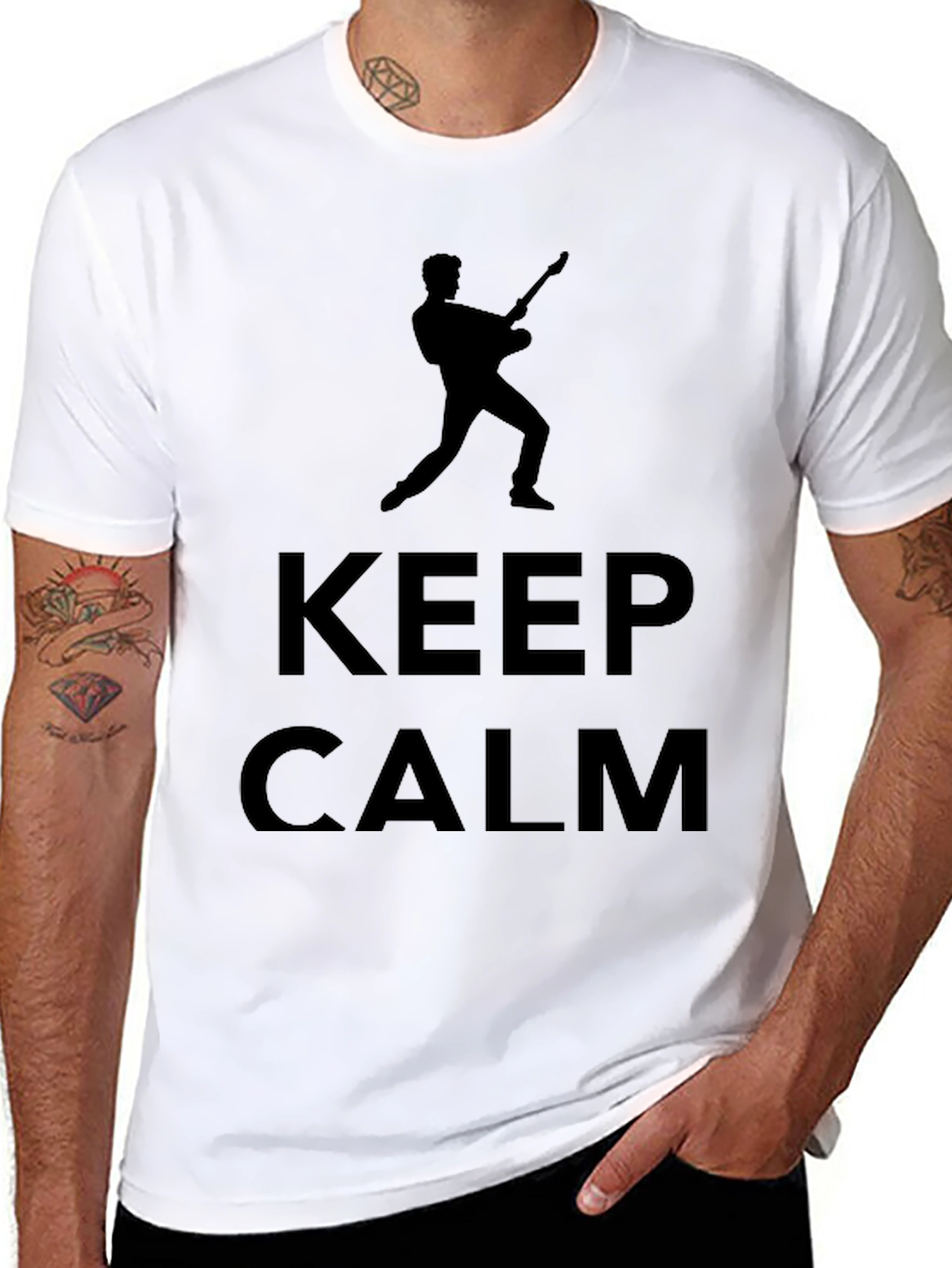 Black Keep Calm Guitarist T-Shirt view 8