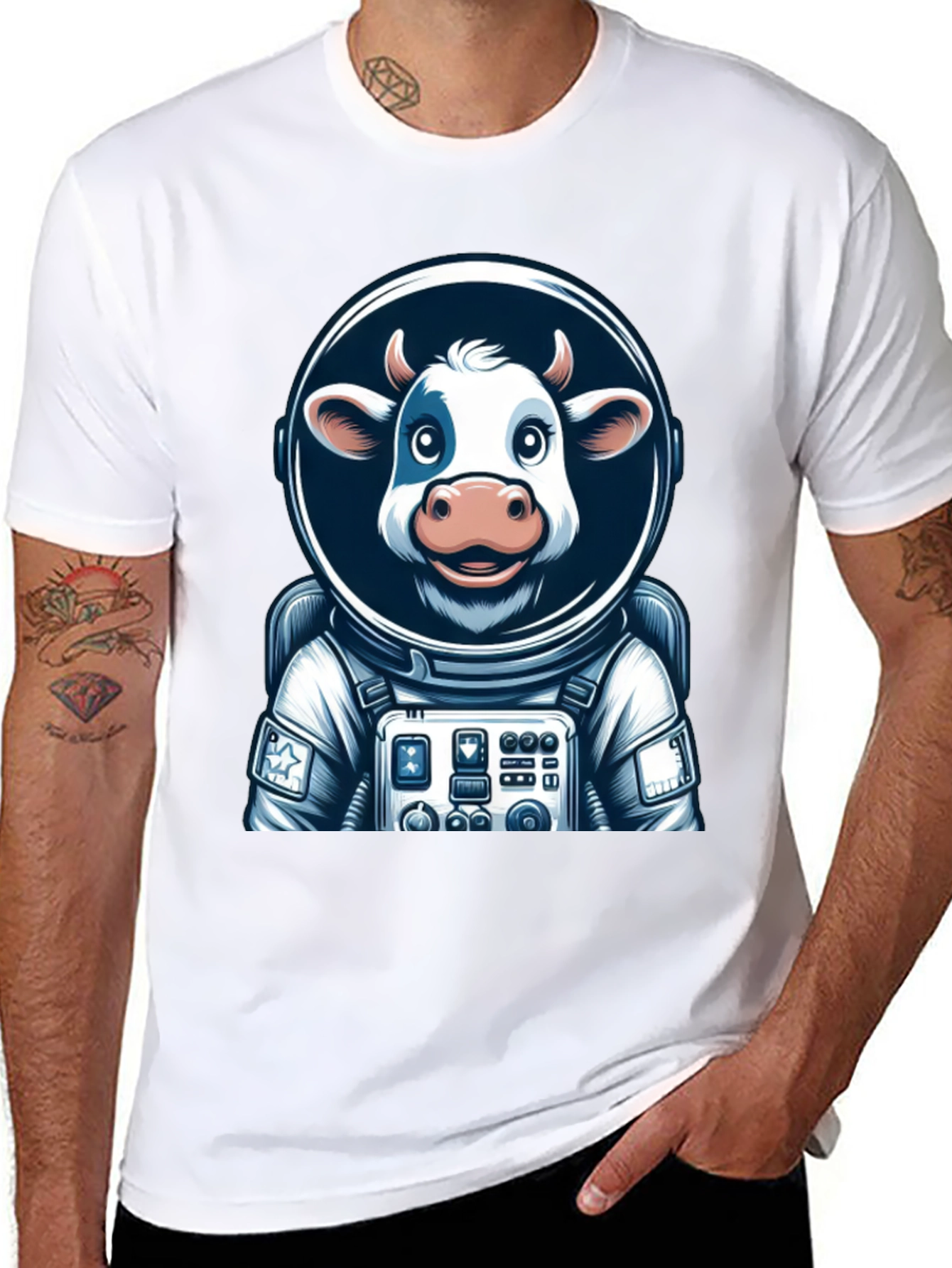 Black Cow Astronaut Graphic Tee - Space Moo-n Adventure view 8