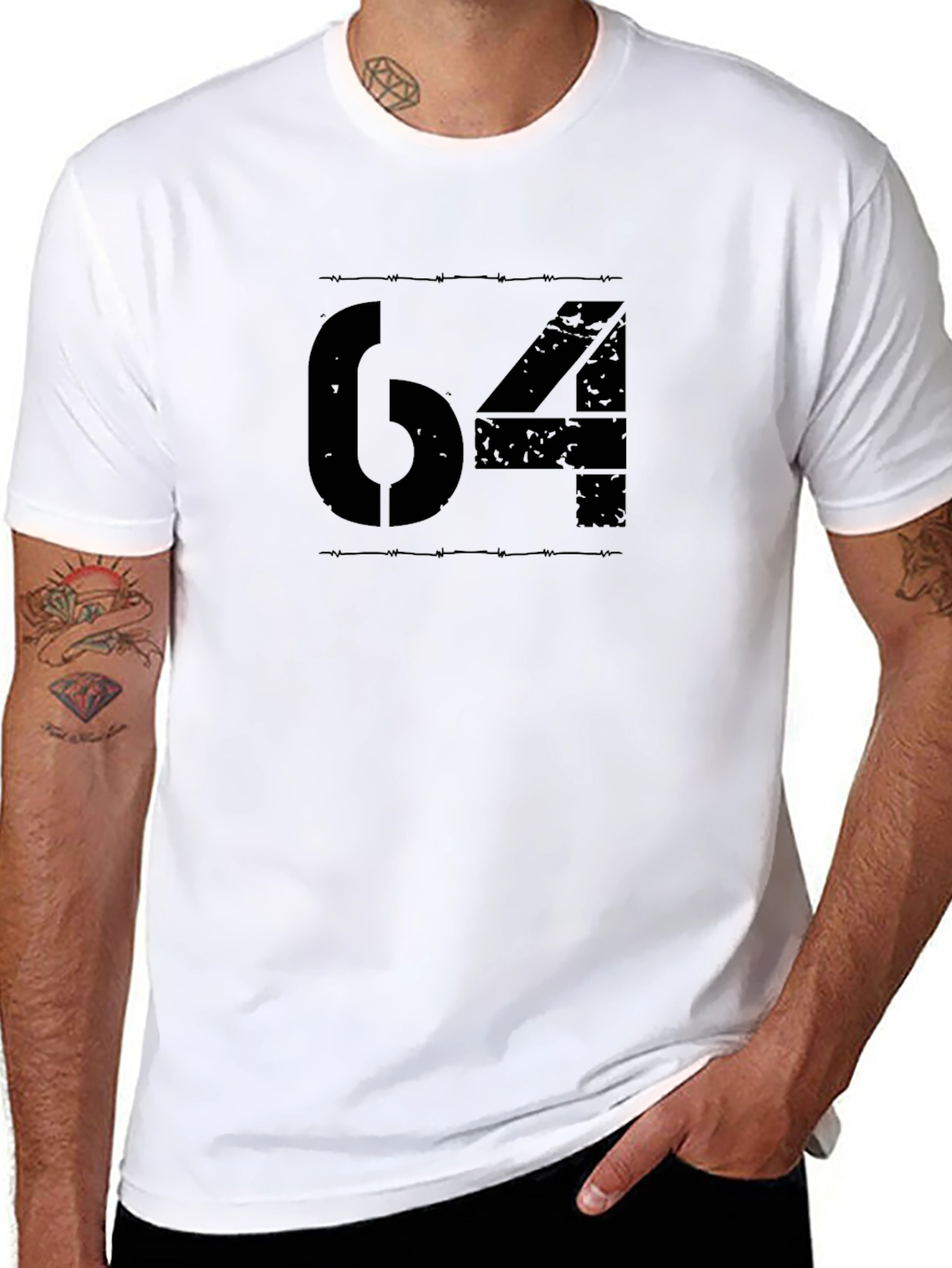 Black Black Graphic Tee - Number 64 Design view 8