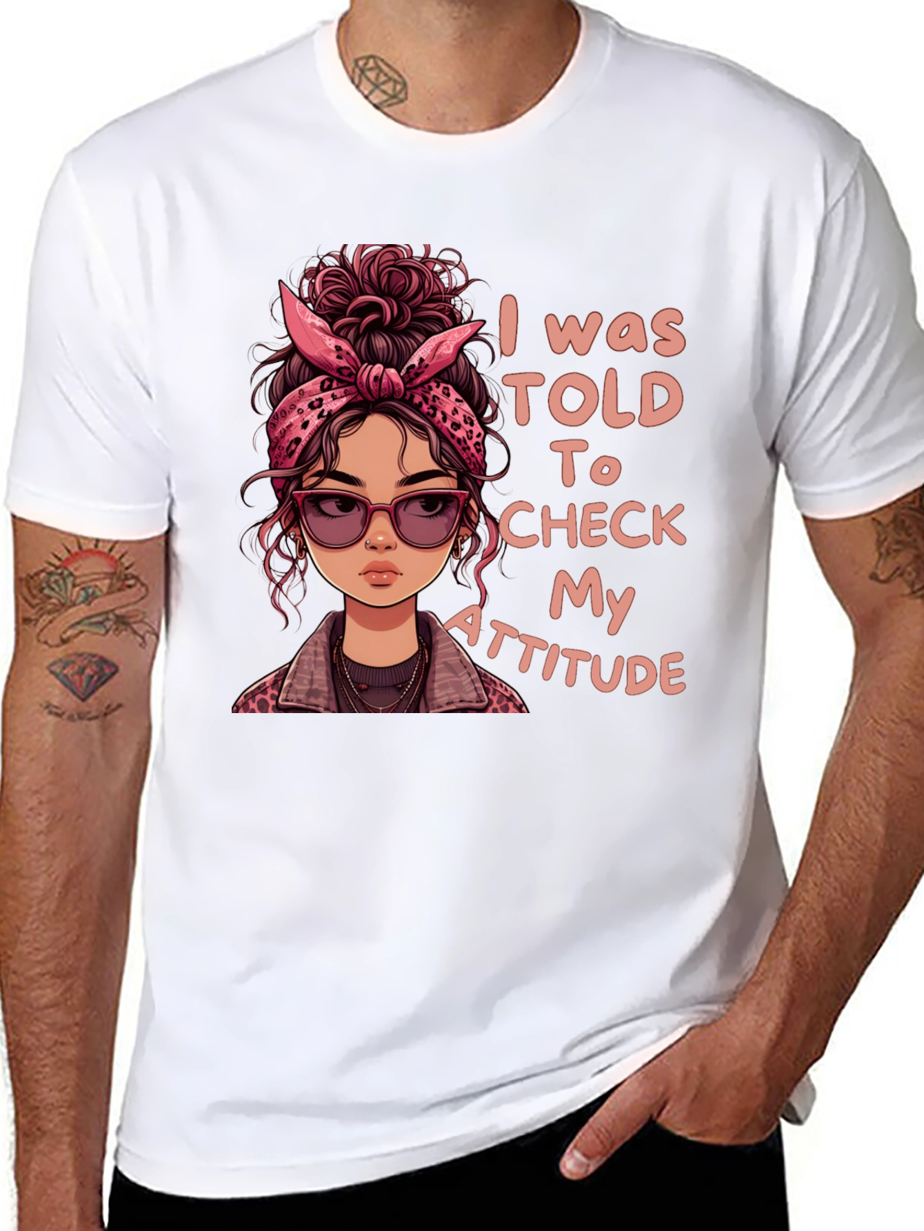 Black Sassy Attitude Graphic Tee - Check My Attitude T-Shirt view 8