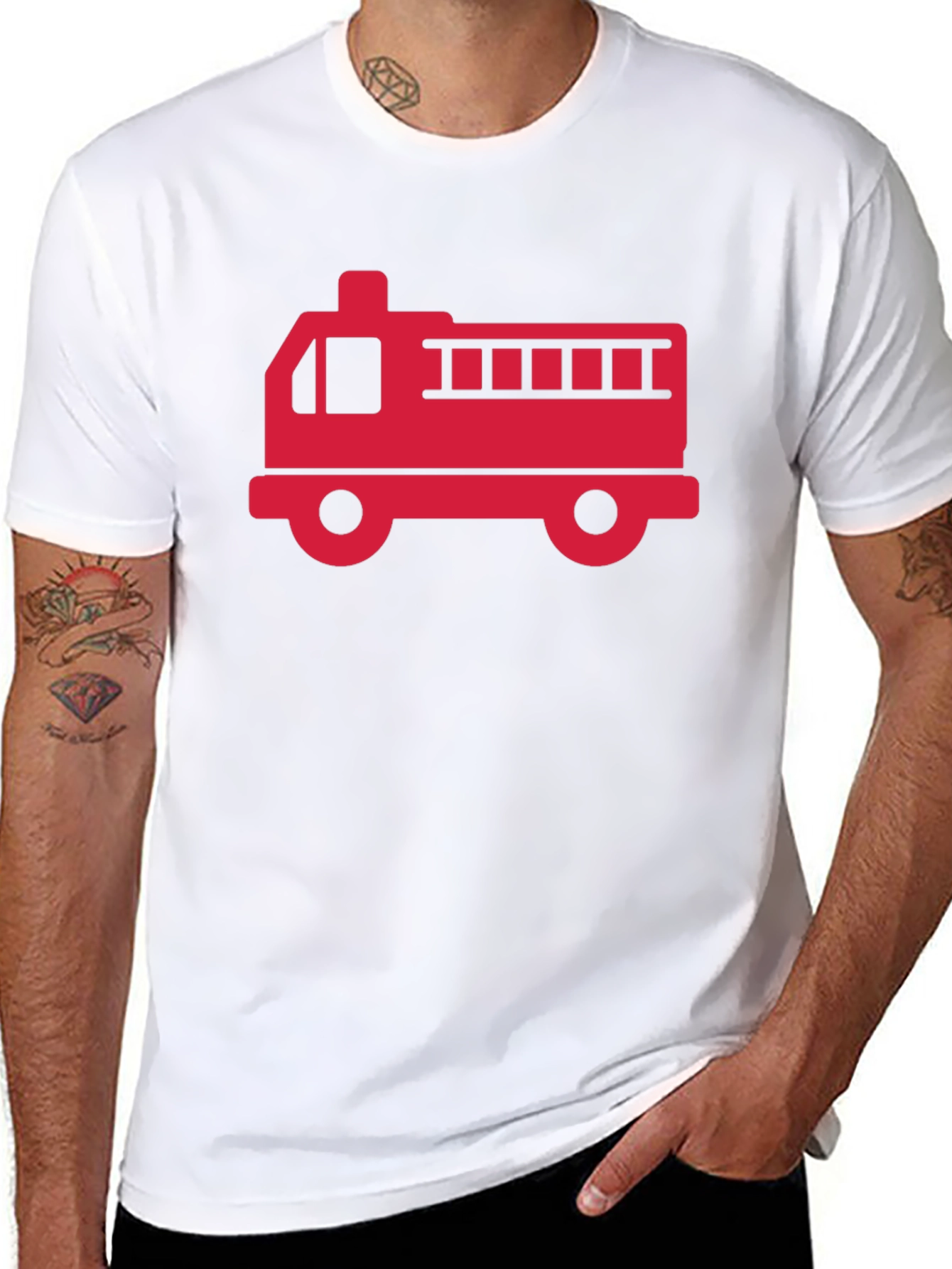 Black Fire Truck T-Shirt - Black Cotton Graphic Tee view 8