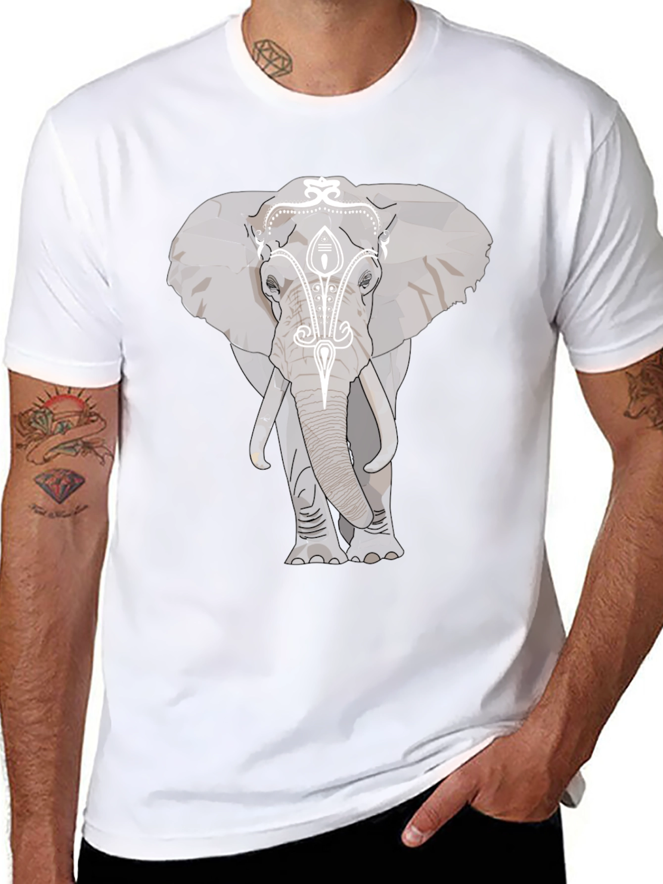 Black Elephant Graphic Print Black T-Shirt view 8