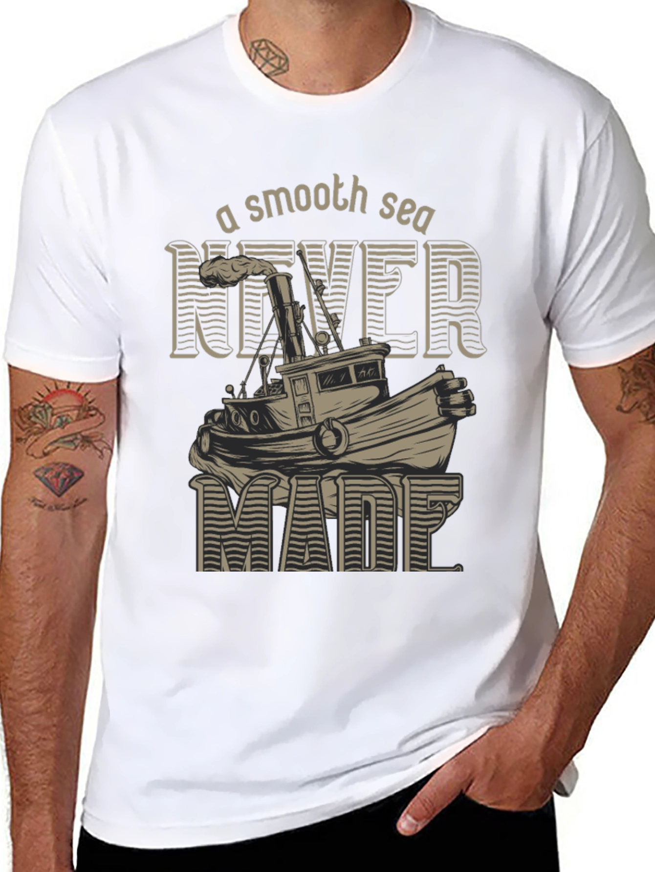 Black Smooth Sea T-Shirt - Nautical Design view 8