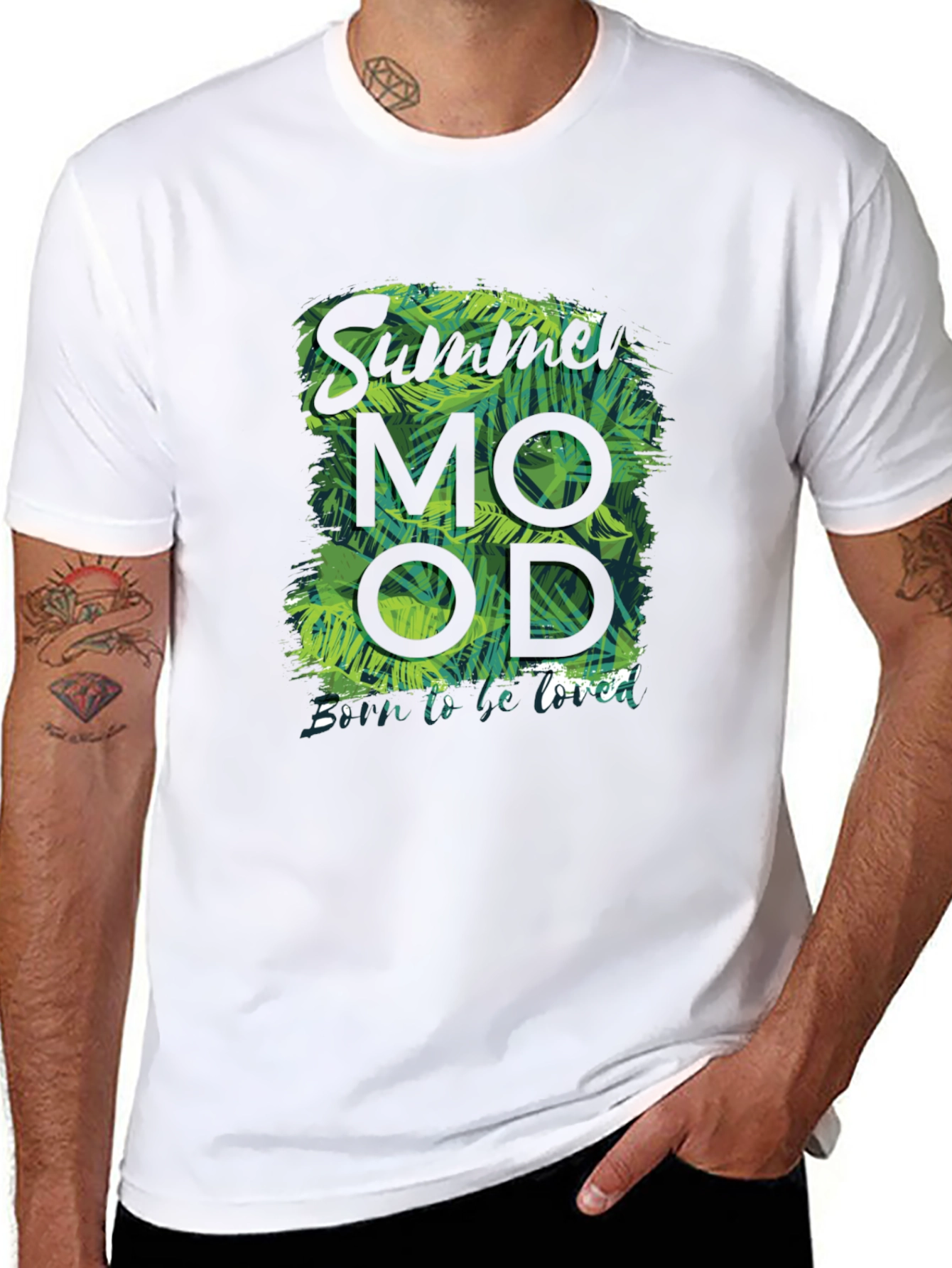 Black Summer Mood Graphic Print Black T-Shirt view 8