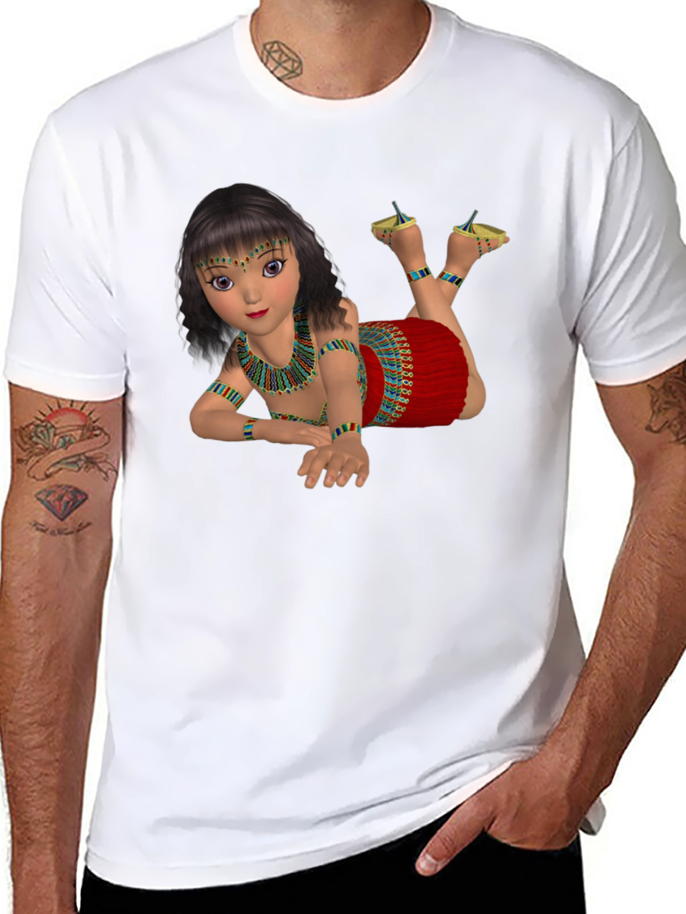 Black Egyptian Girl Graphic Tee - Black Cotton Shirt view 8