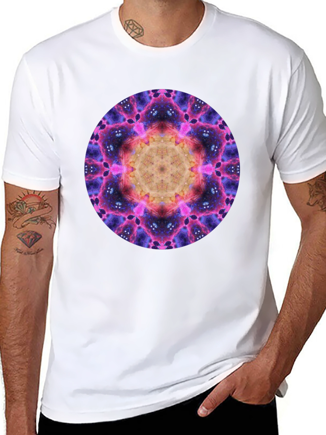 Black Cosmic Mandala Graphic Tee - Black view 8