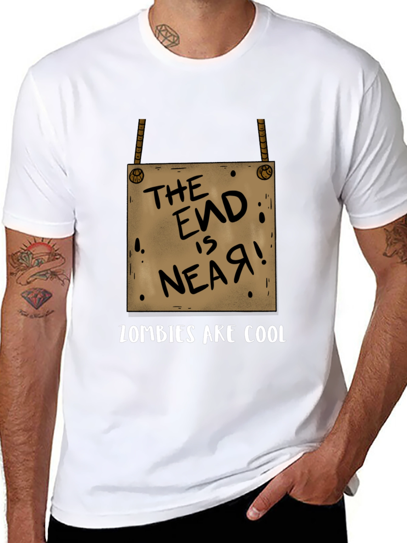 Black The End is Near Zombie Graphic Tee view 8