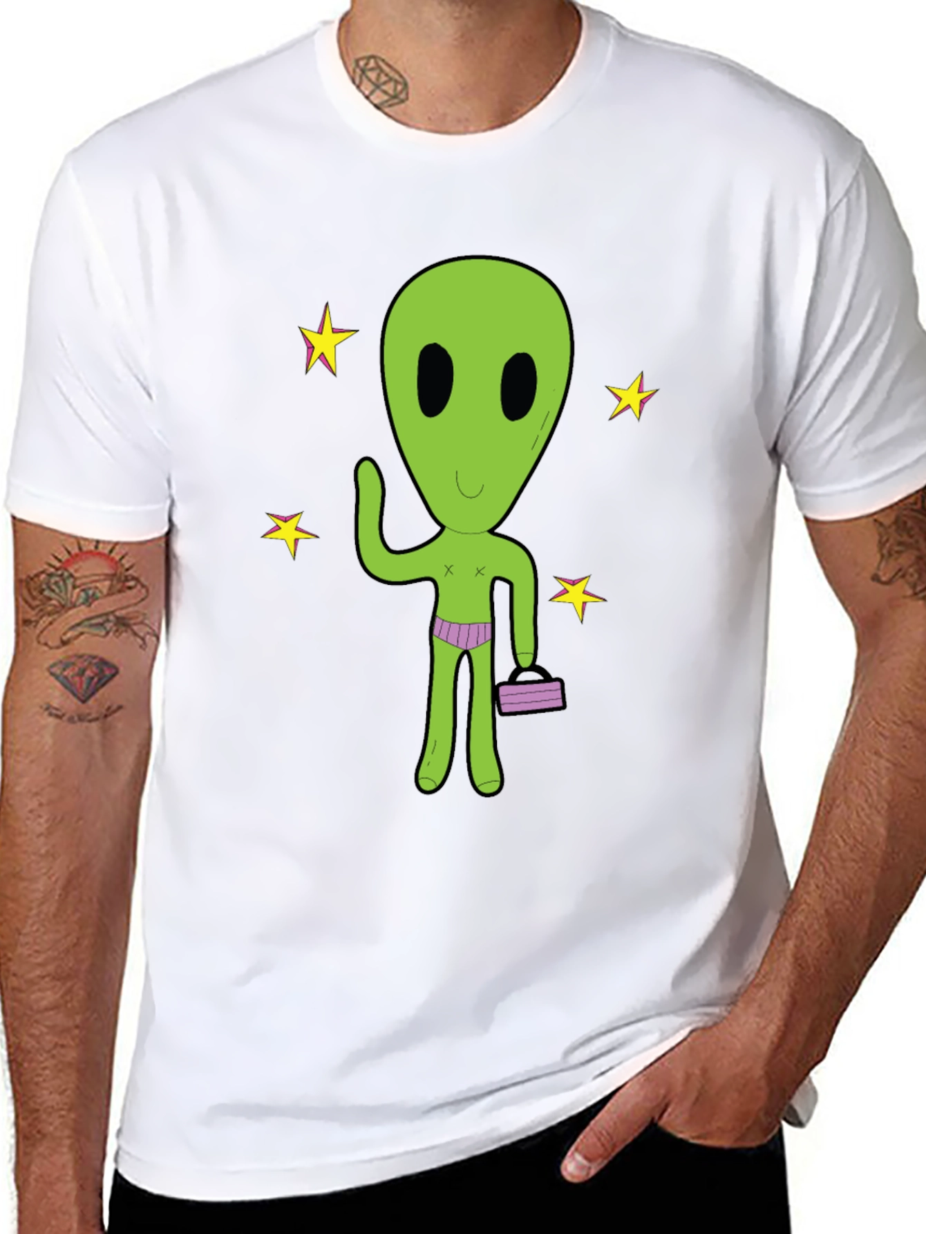 Black Alien T-Shirt - Funny Extraterrestrial Graphic Tee view 8