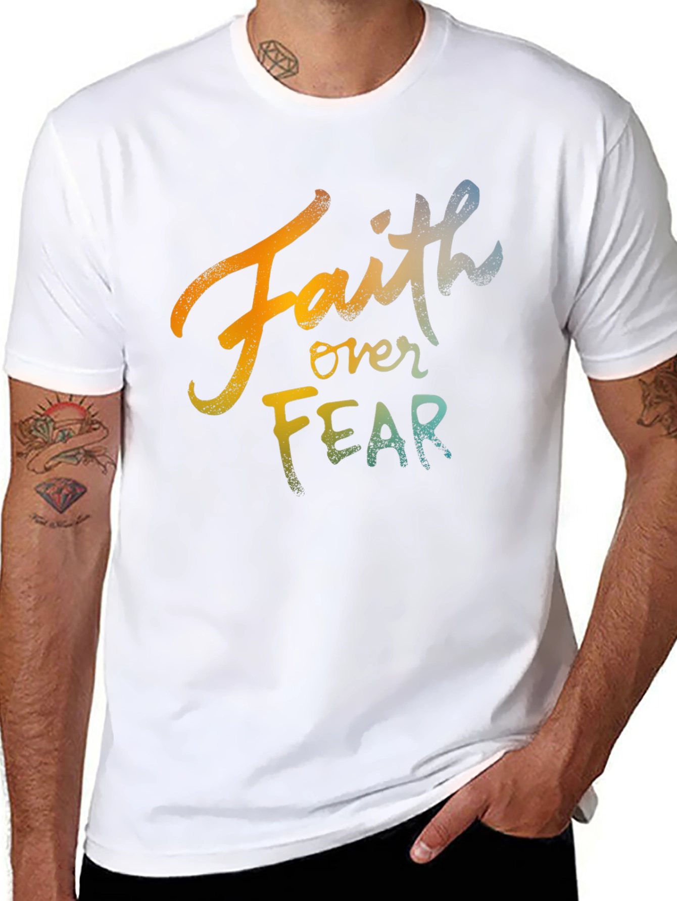Black Faith Over Fear Graphic T-Shirt view 8