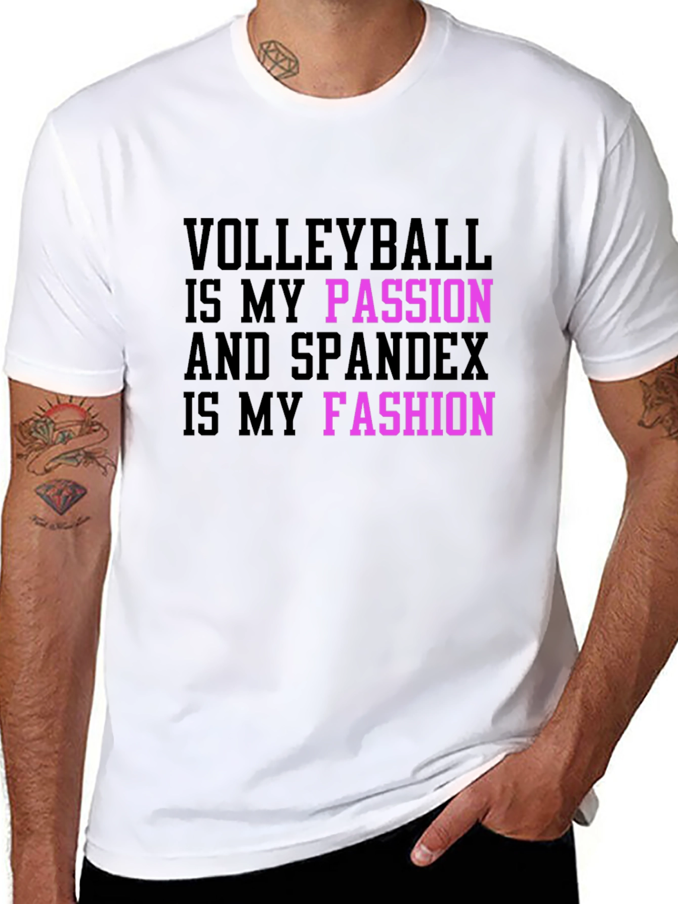 Black Volleyball Passion Spandex Fashion T-Shirt view 8