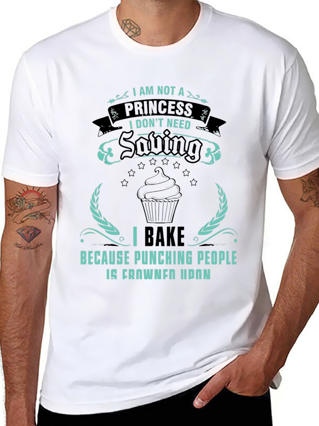 Black I Bake Tee - Princess Saving Baker Pun T-Shirt view 8