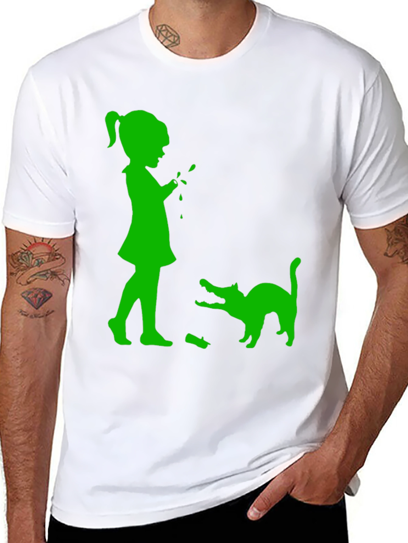 Black Girl & Cat Graphic Tee - Fun, Playful Design view 8