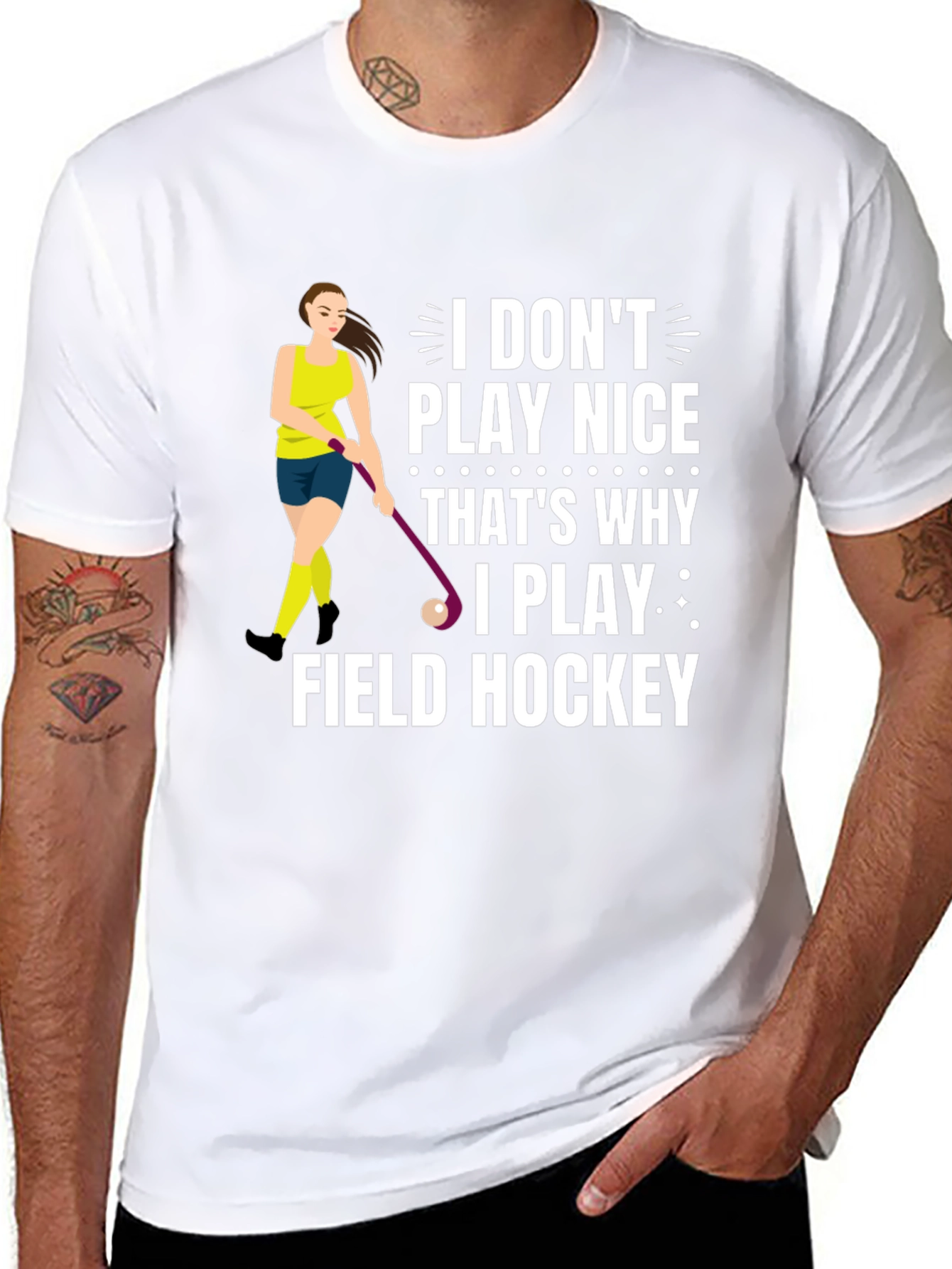 Black Funny Field Hockey T-Shirt view 8