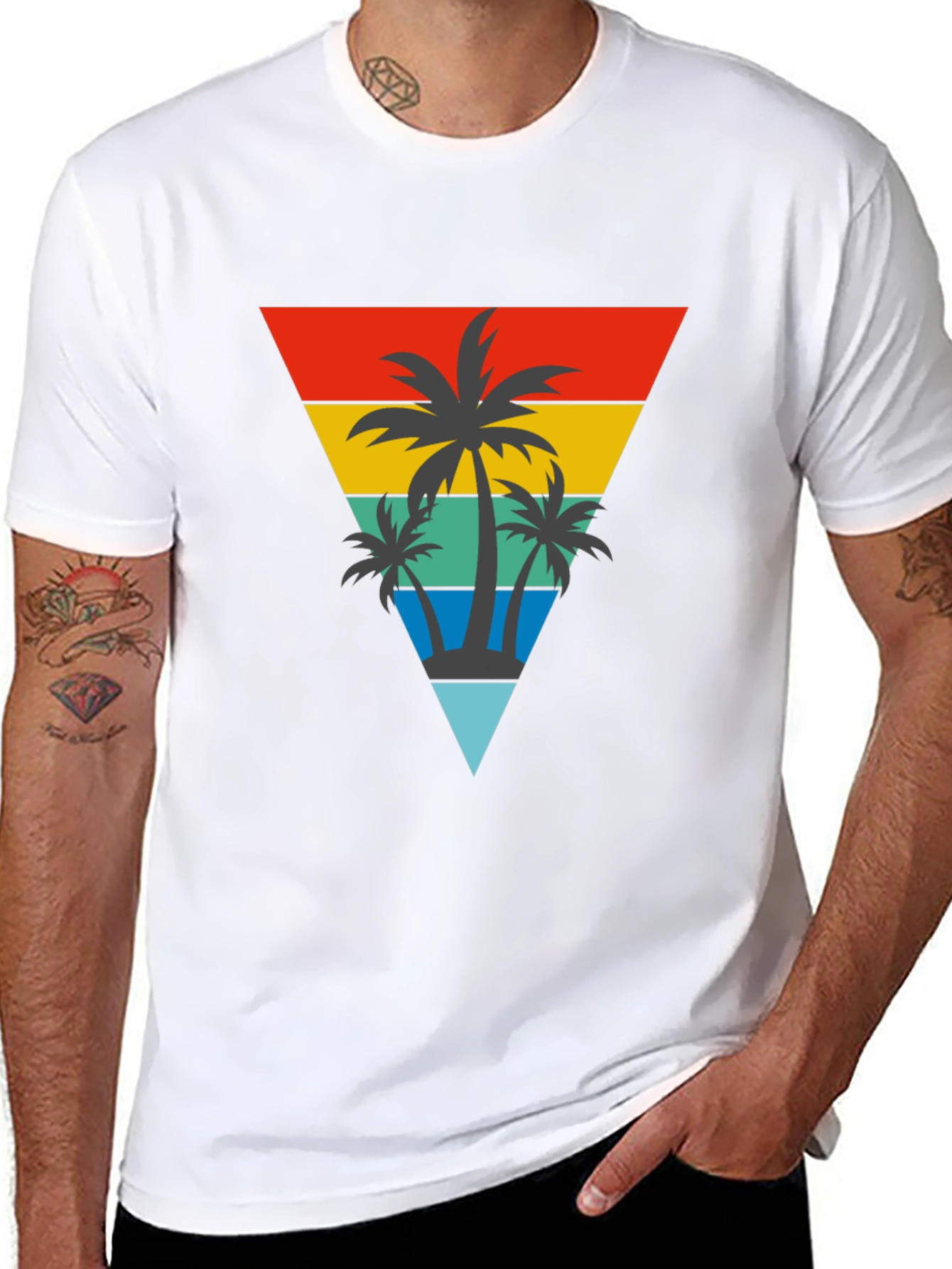 Black Retro Palm Tree Graphic T-Shirt view 8