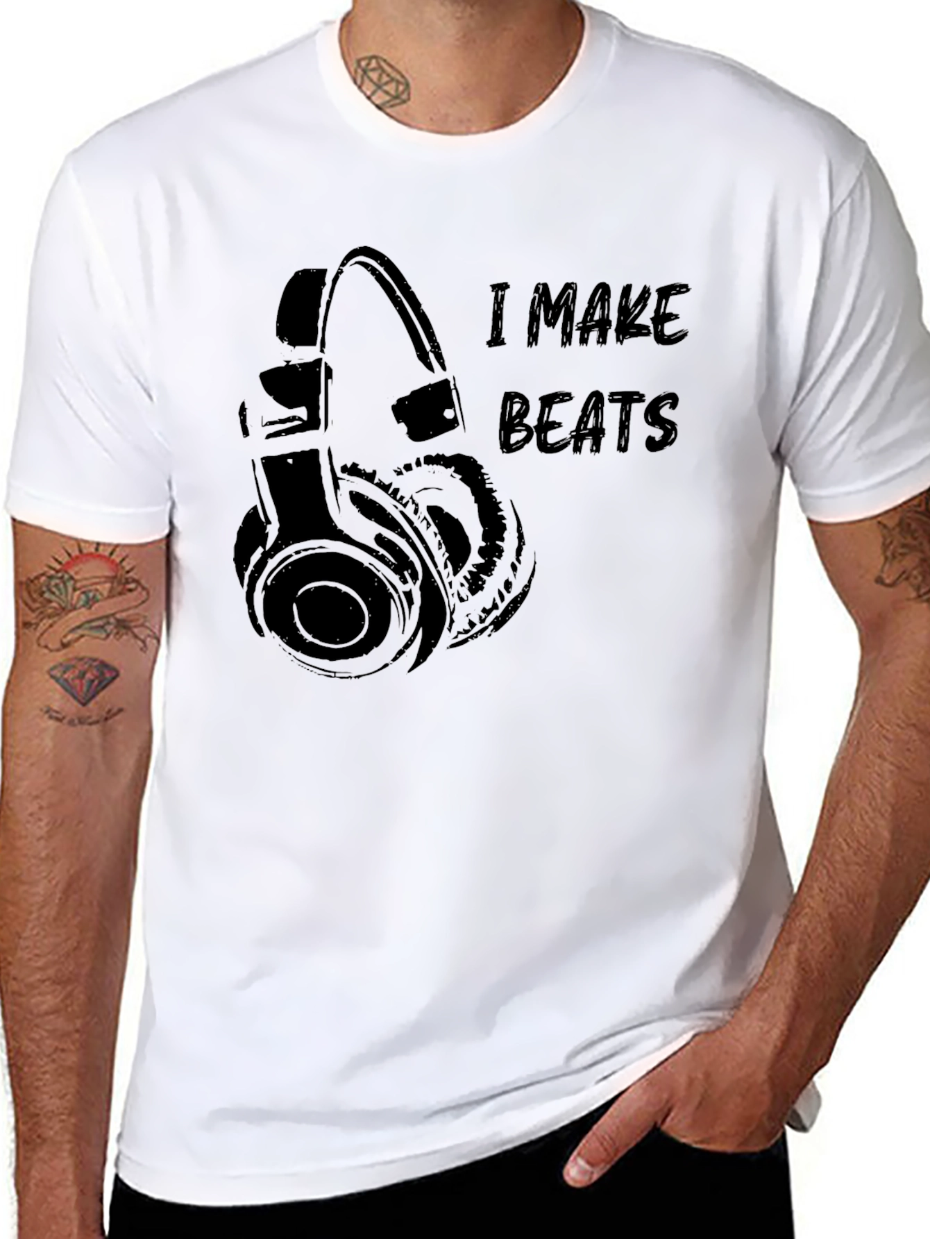 Black I Make Beats Black Graphic T-Shirt view 8
