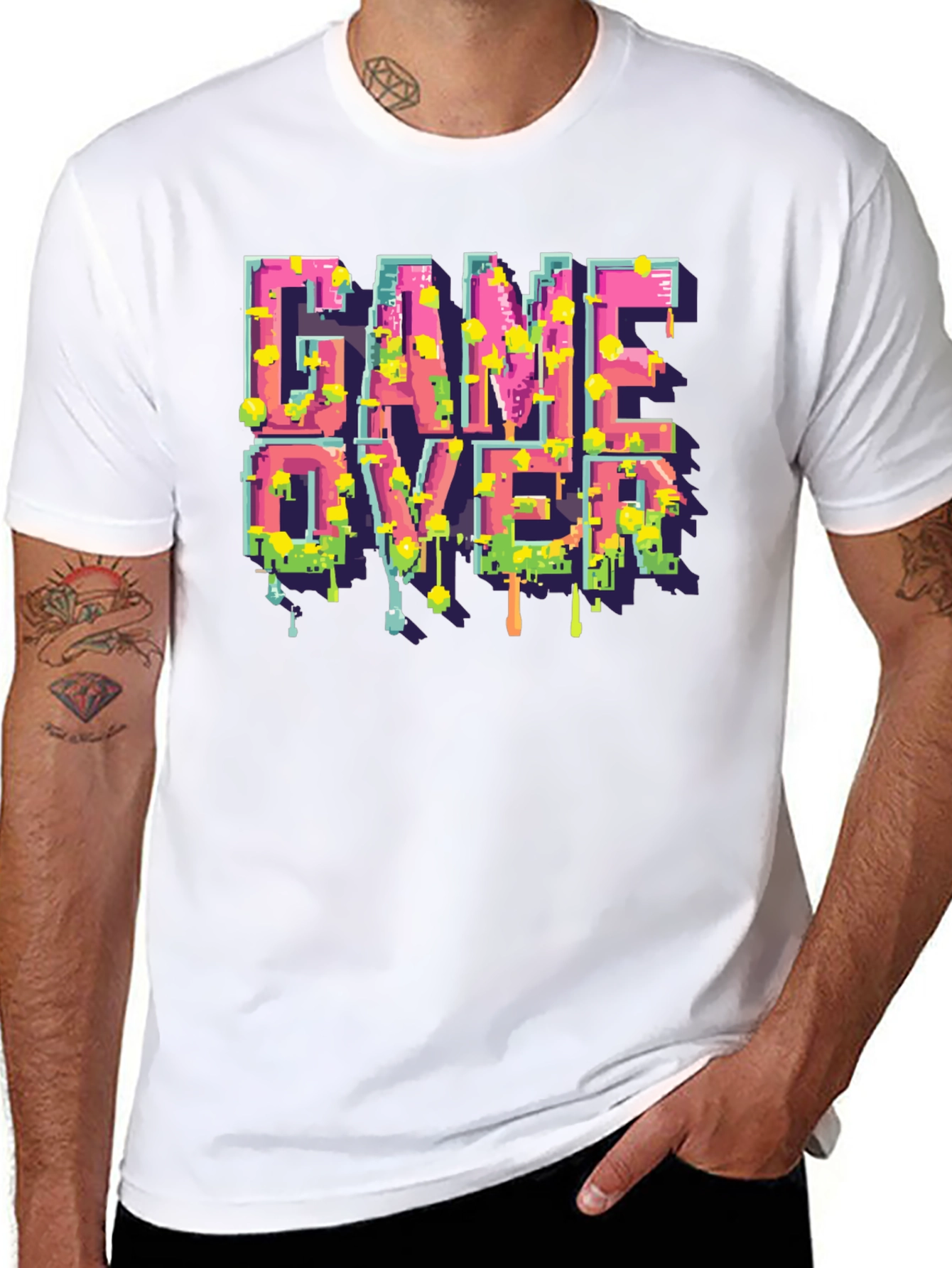 Black Game Over Pixelated T-Shirt view 8