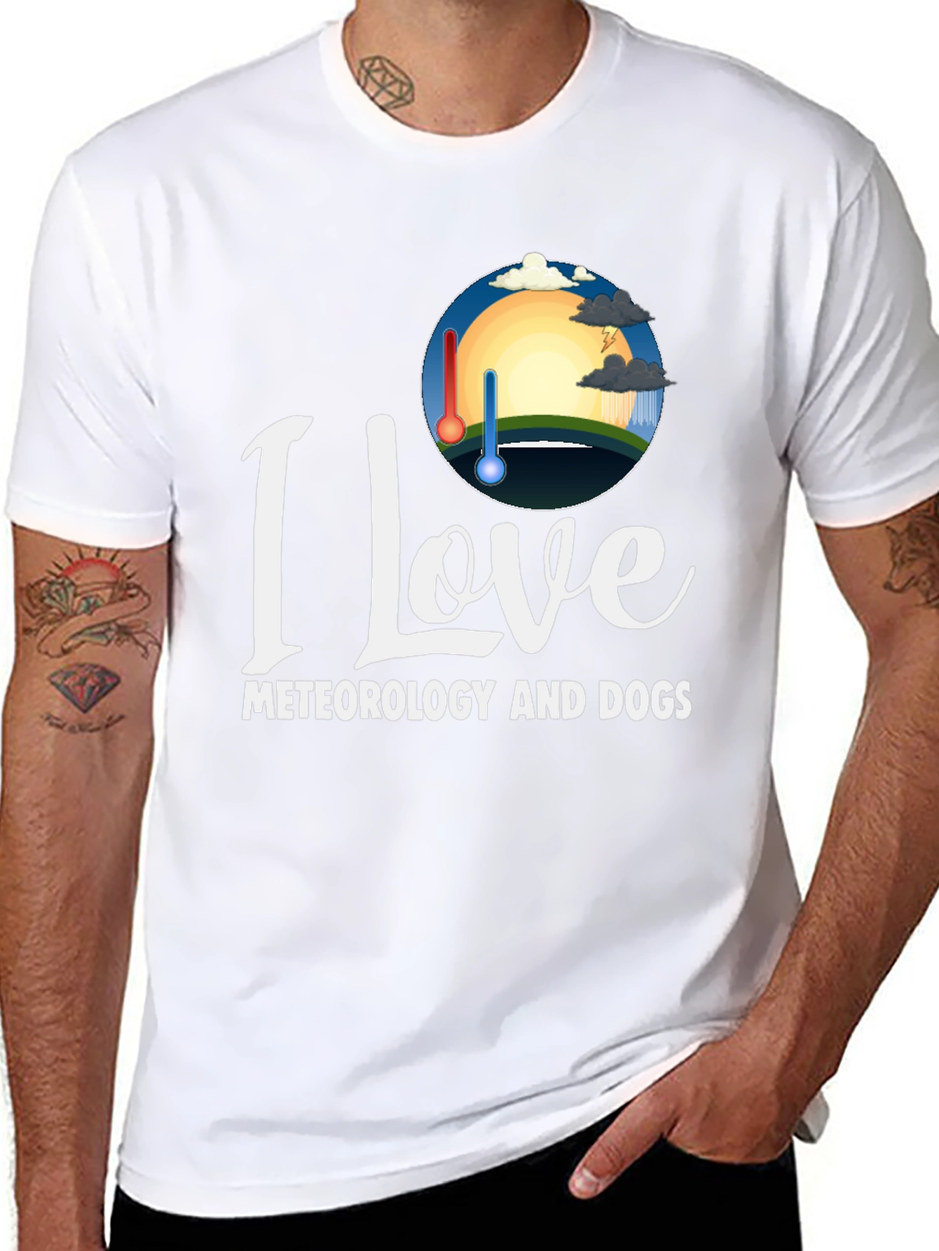Black I Love Meteorology and Dogs T-Shirt view 8