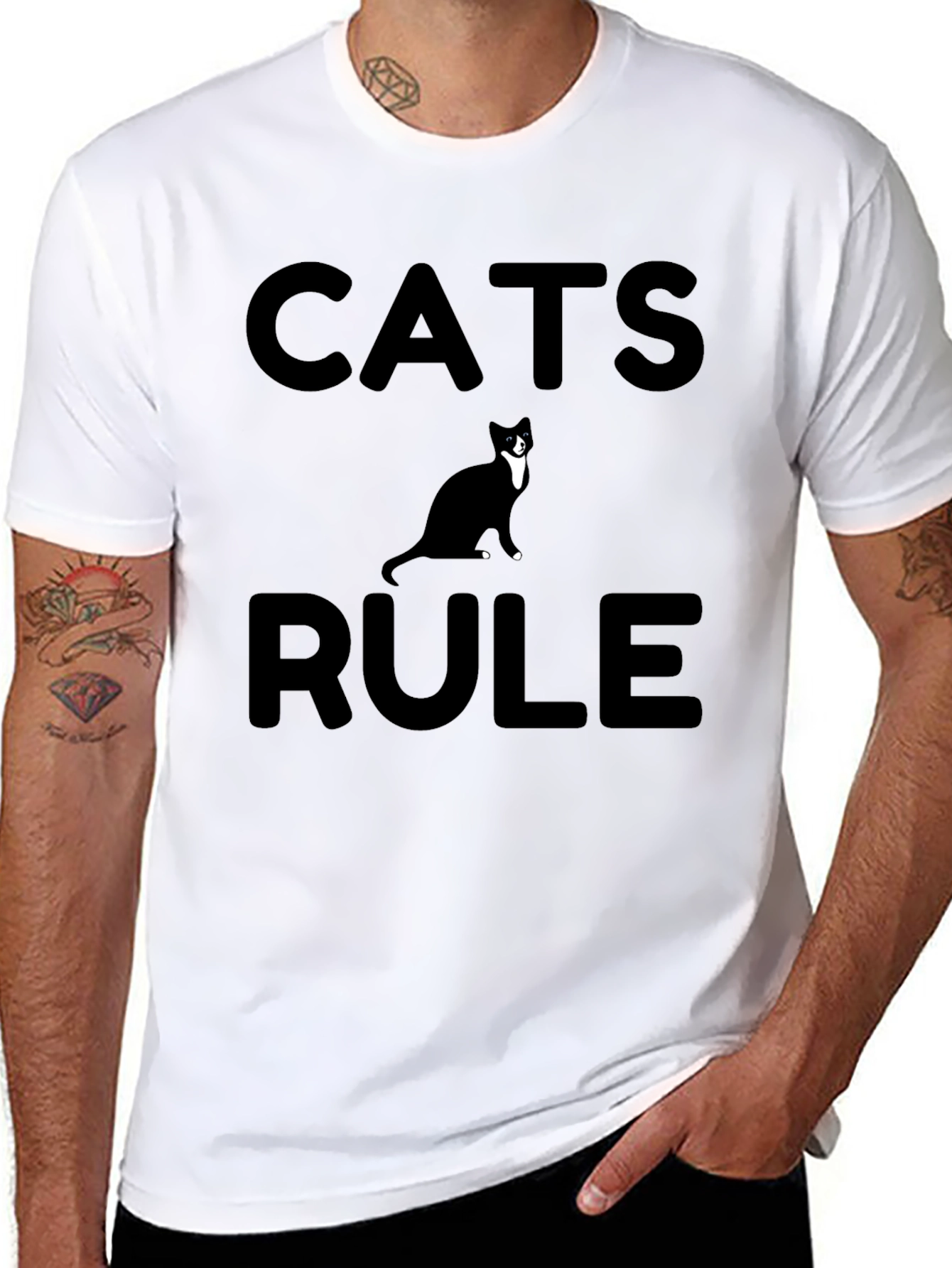 Black Cats Rule Graphic Tee - Black view 8