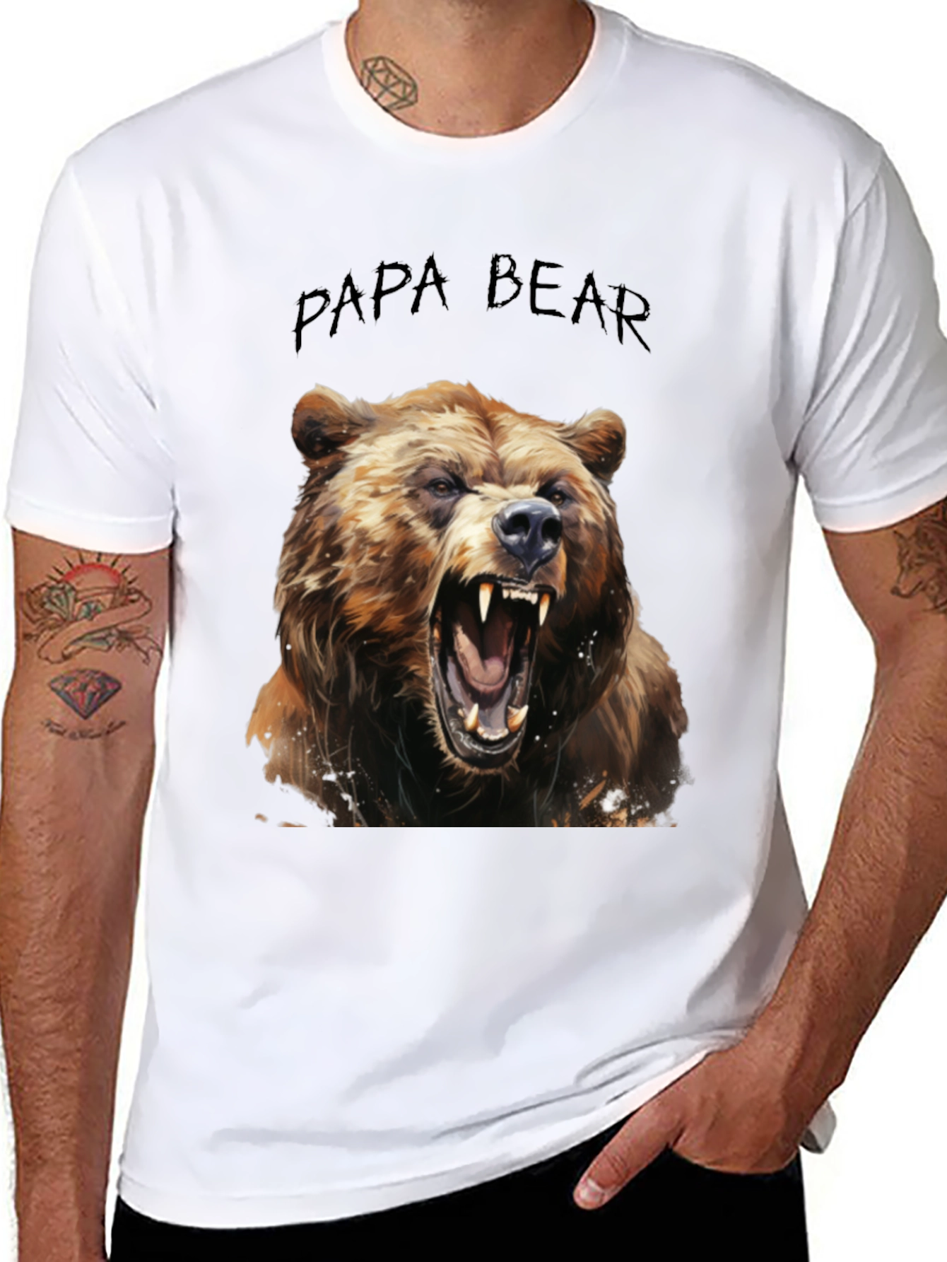 Black Papa Bear Graphic T-Shirt view 8