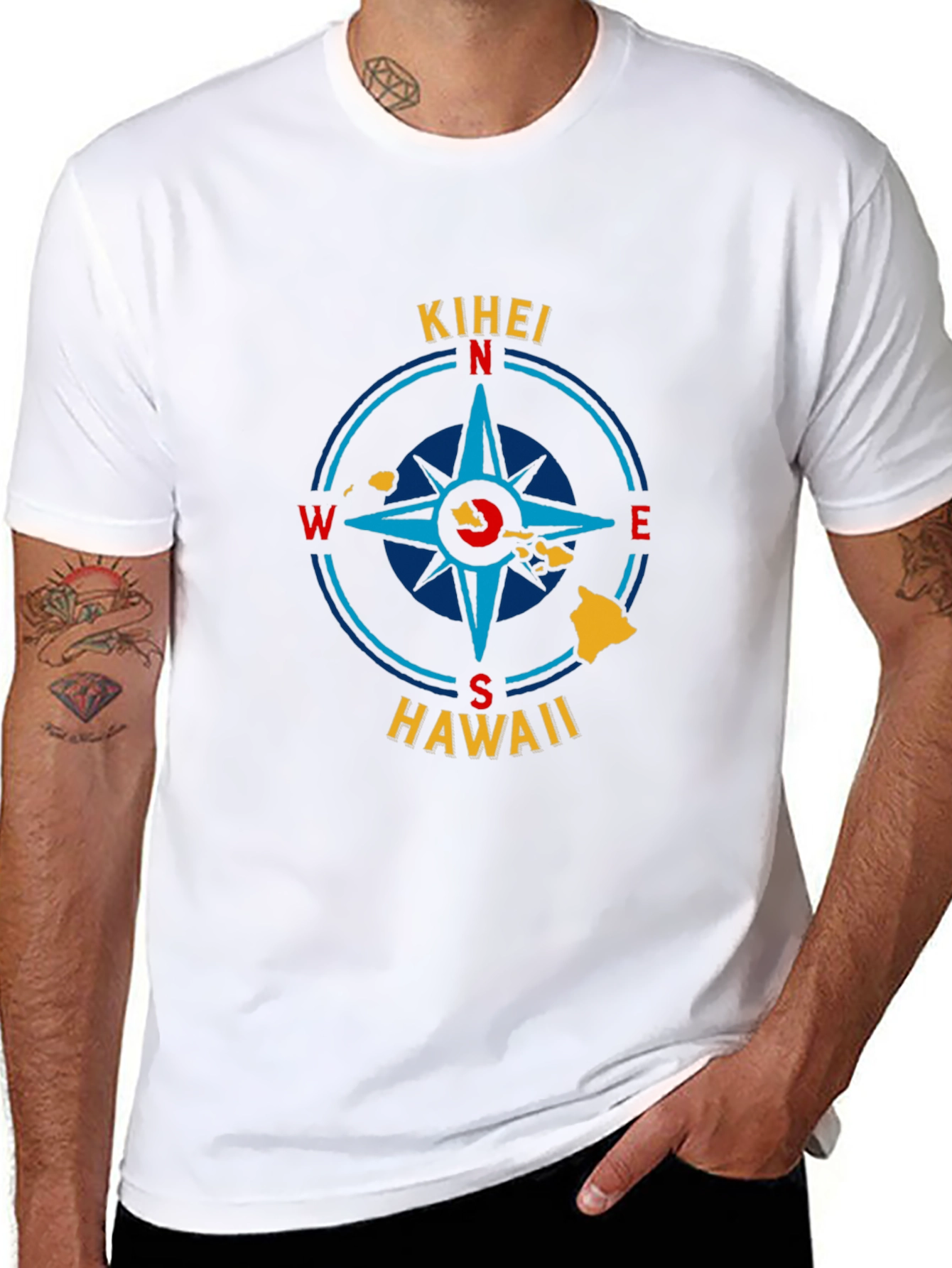 Black Kihei Hawaii Compass Graphic T-Shirt view 8