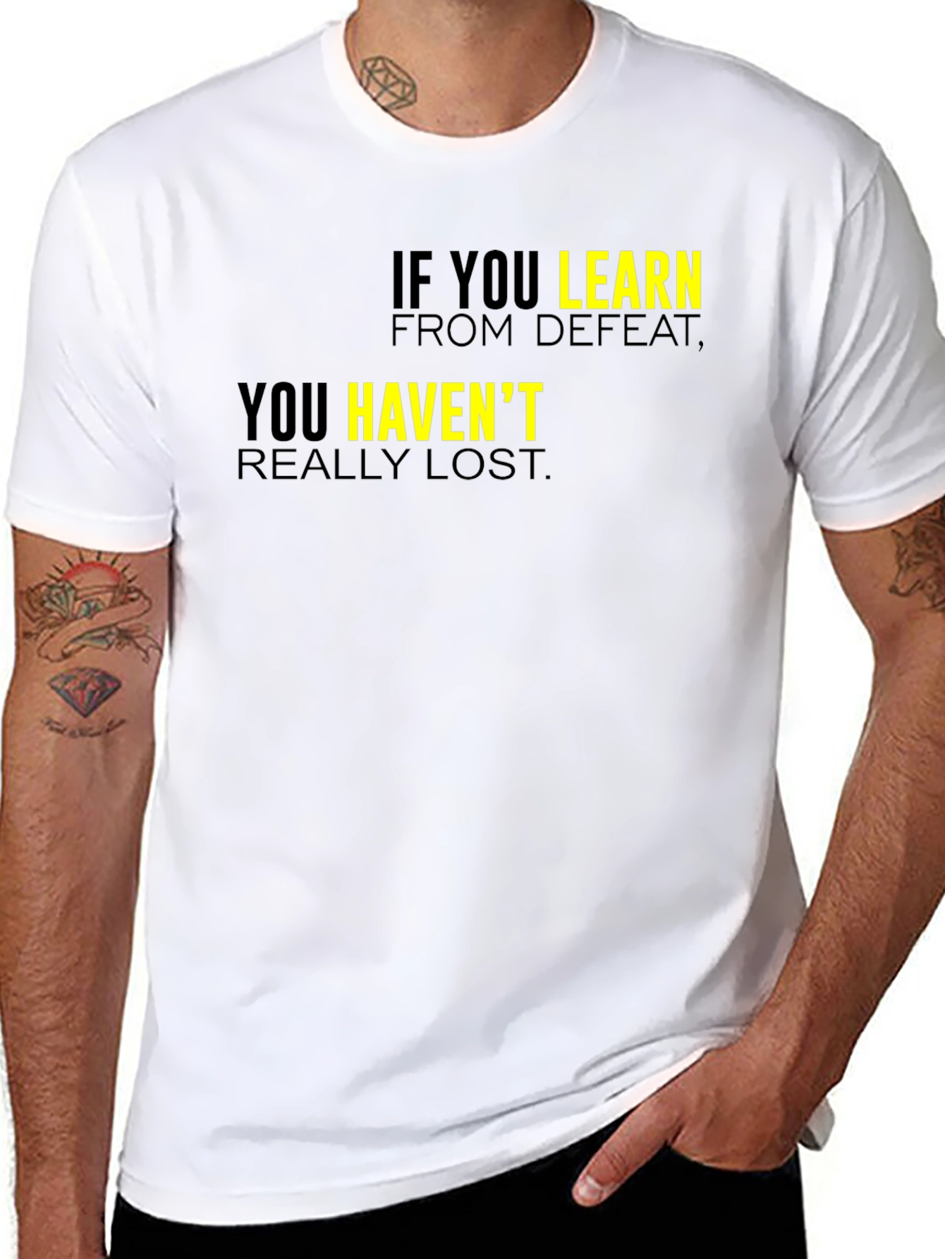 Black Motivational Black T-Shirt: Learn From Defeat view 8