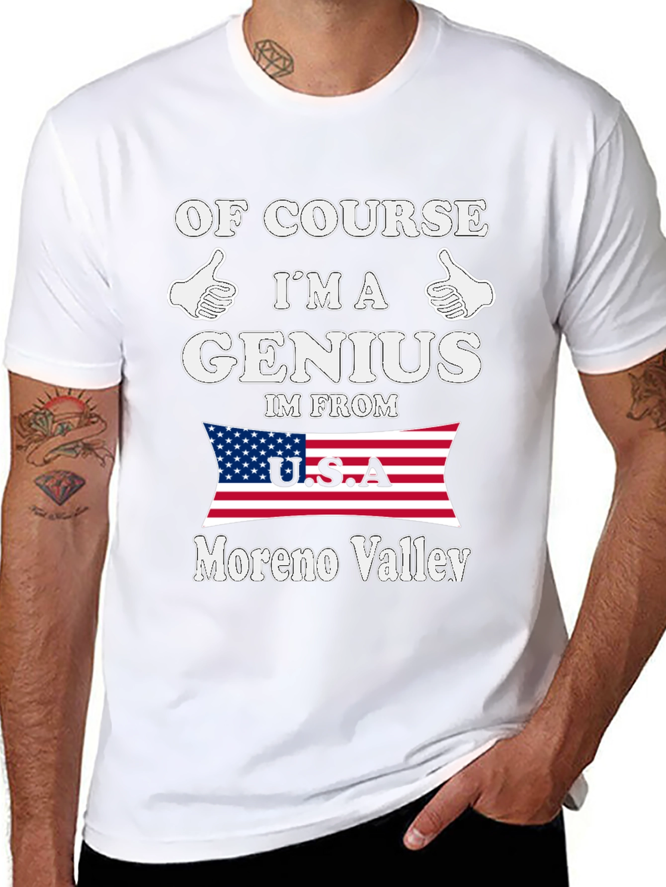 Black Of Course I'm A Genius Moreno Valley T-Shirt view 8