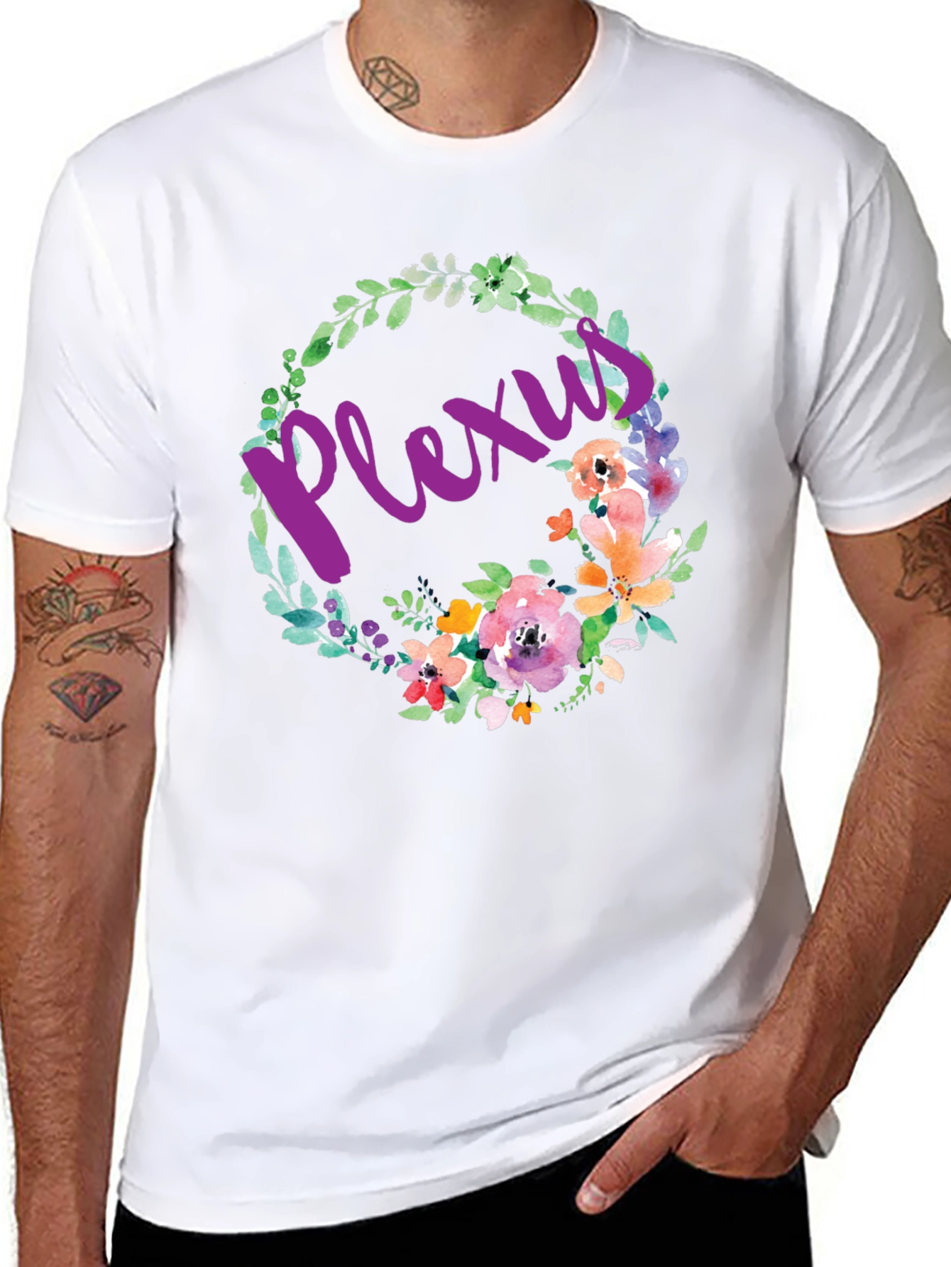 Black Floral Plexus Graphic Tee - Comfortable Cotton Blend view 8