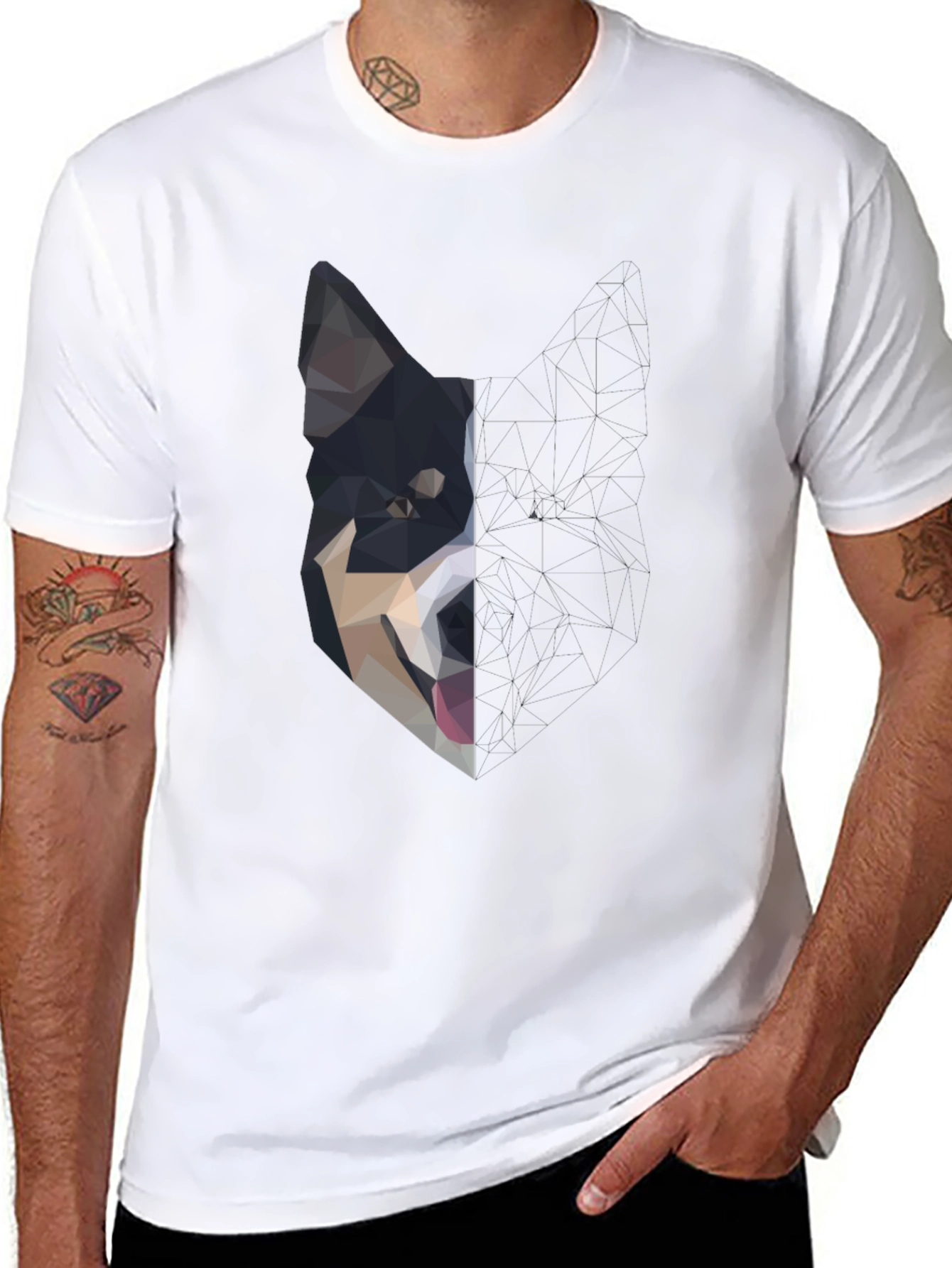 Black Abstract Dog Graphic Black T-Shirt view 8