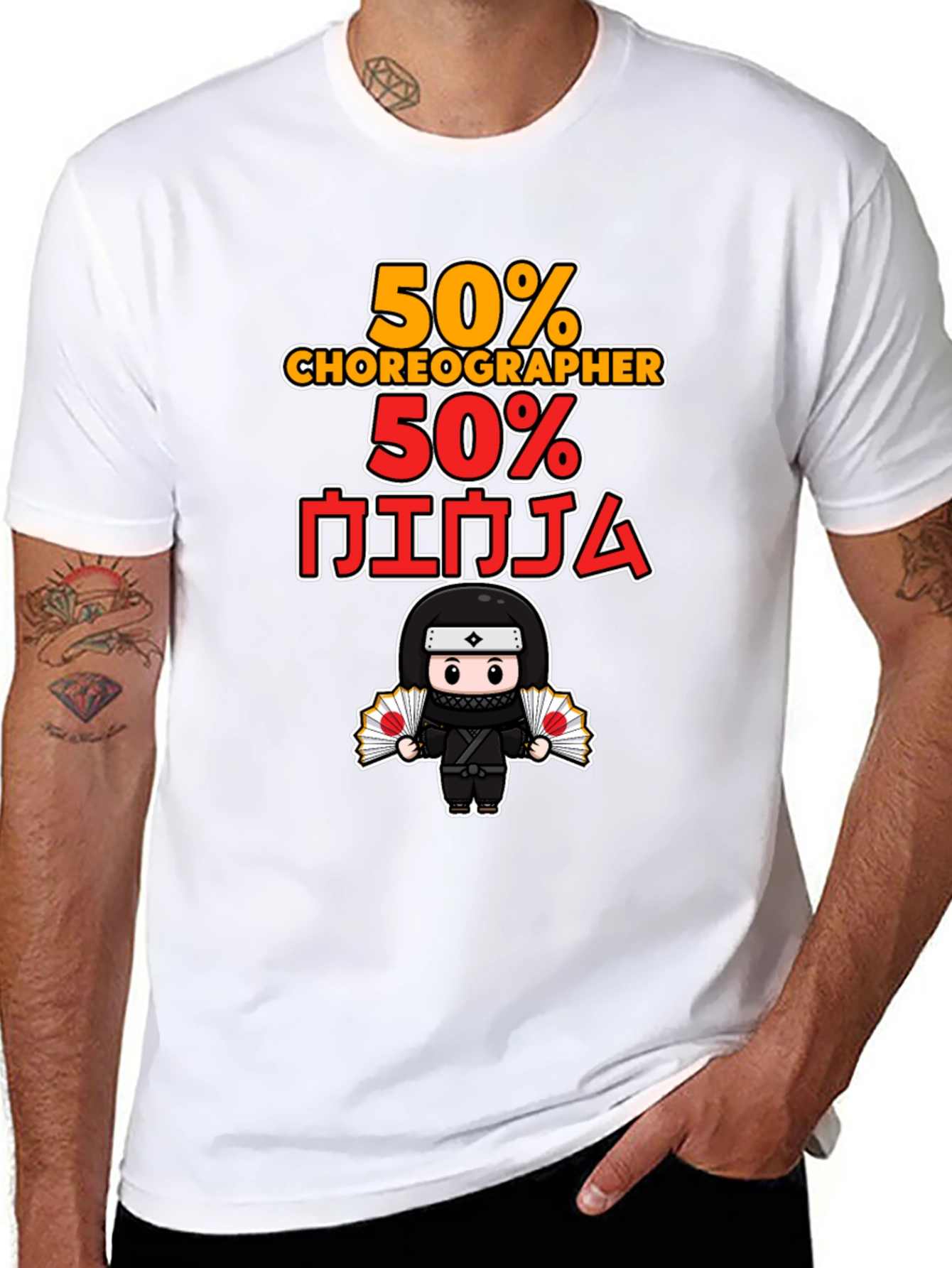 Black 50% Choreographer 50% Ninja Graphic T-Shirt view 8