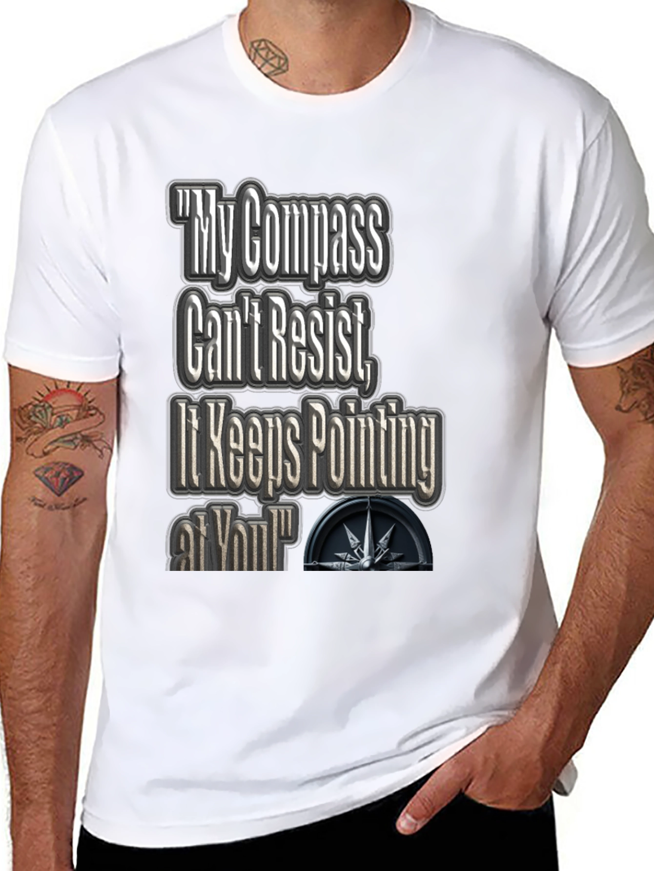 Black Compass Pointing Graphic T-Shirt view 8