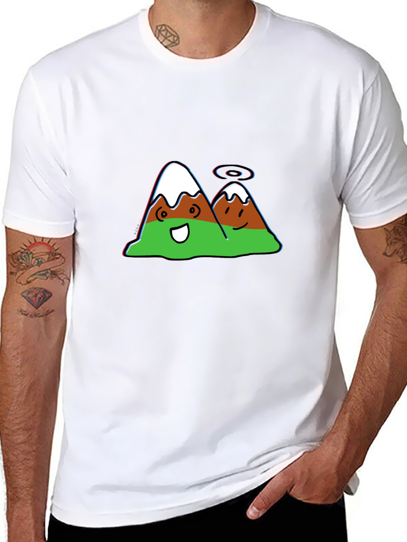 Black Cartoon Mountain Graphic Black Tee view 8