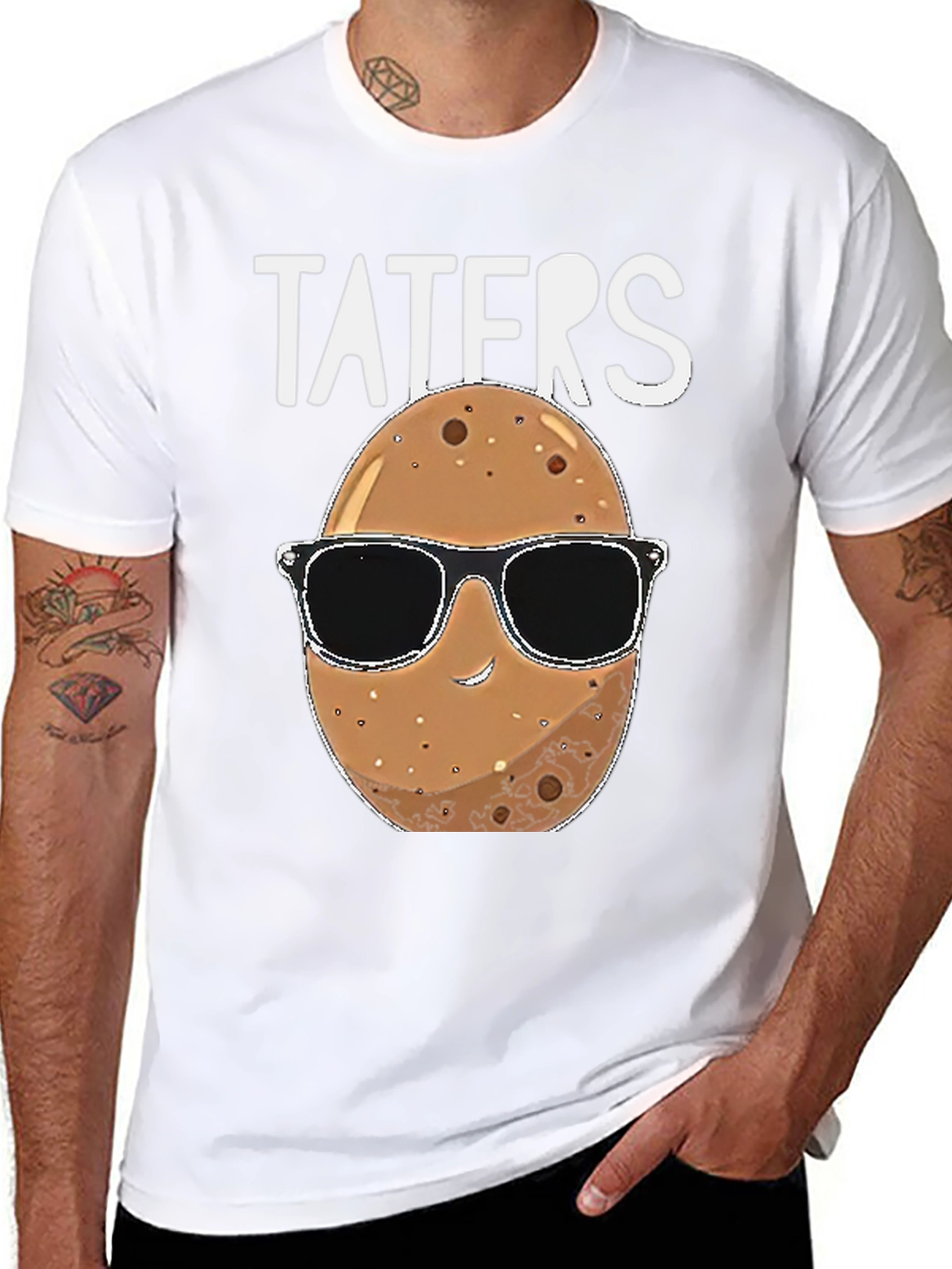 Black Taters Graphic Tee - Funny Potato Sunglasses Shirt view 8