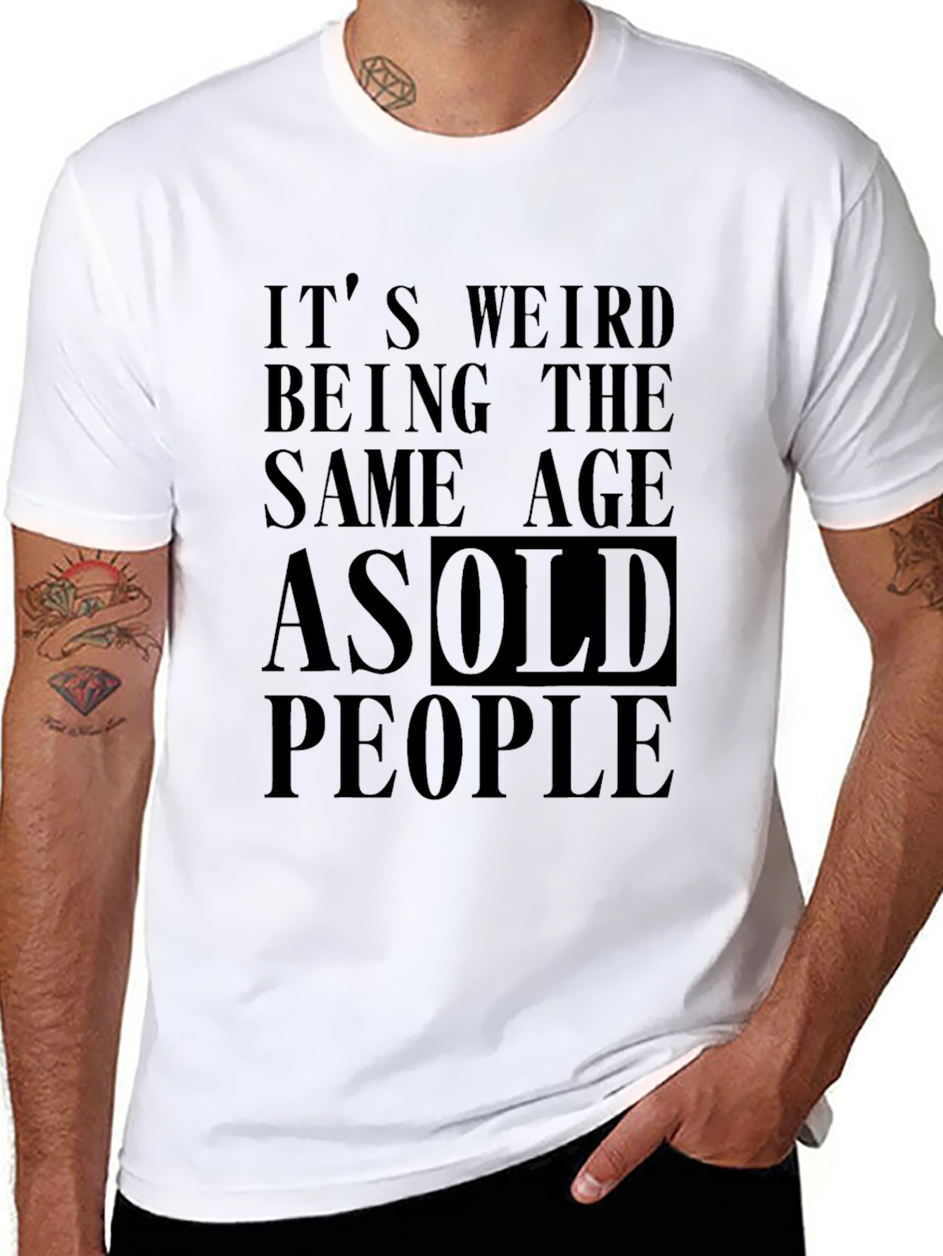 Black Funny "Same Age As Old People" Black T-Shirt view 8